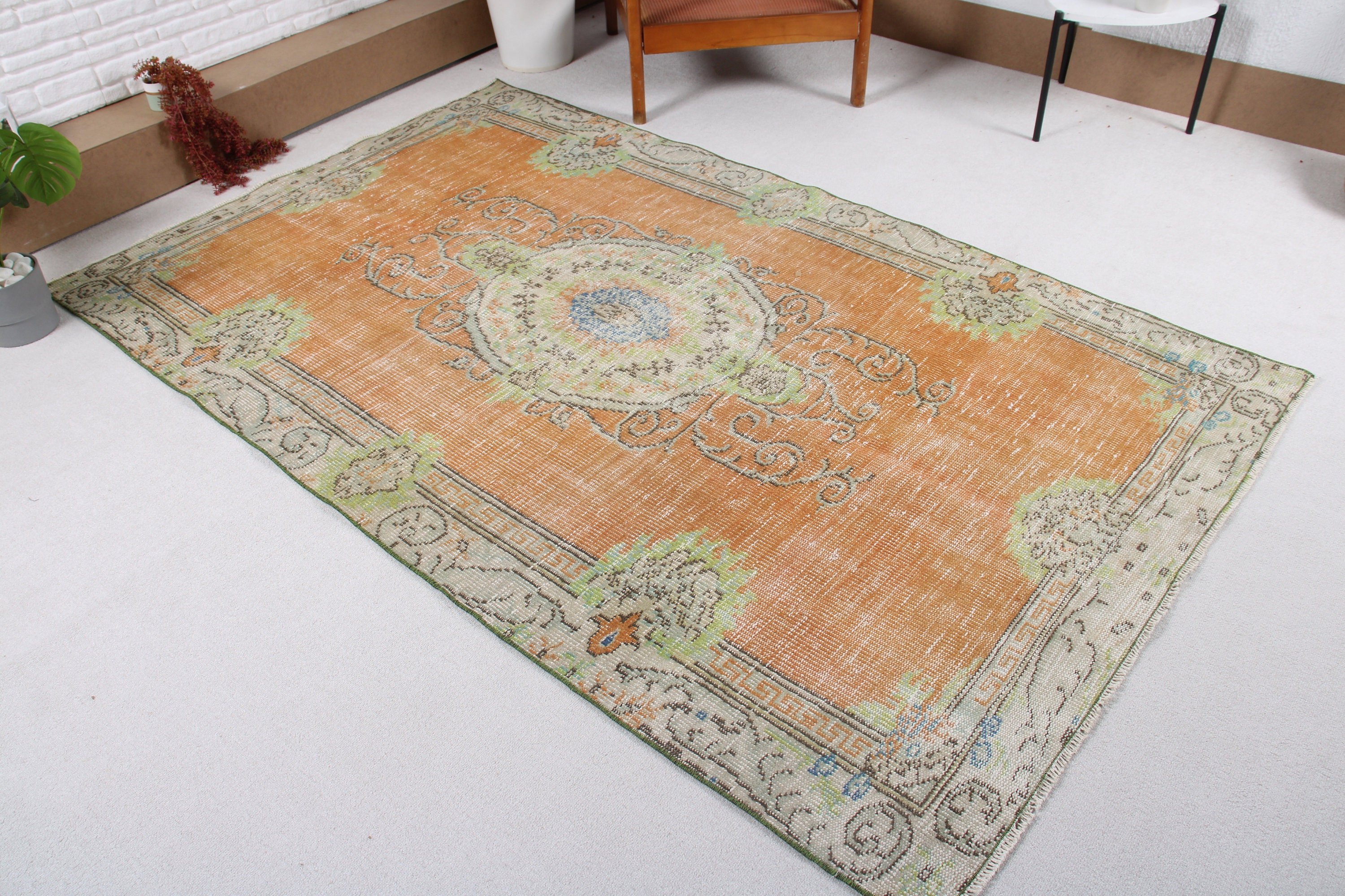 Dining Room Rug, Boho Area Rug, Vintage Rugs, 4.8x7.8 ft Area Rugs, Statement Rug, Turkish Rug, Orange Moroccan Rugs, Antique Rugs