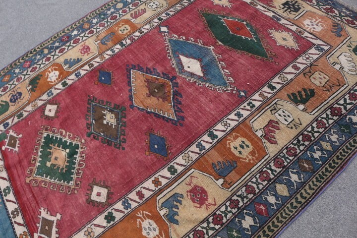 Moroccan Rug, 6.1x8.2 ft Large Rugs, Floor Rug, Retro Rug, Vintage Rugs, Red Moroccan Rug, Turkish Rugs, Dining Room Rug, Bedroom Rugs