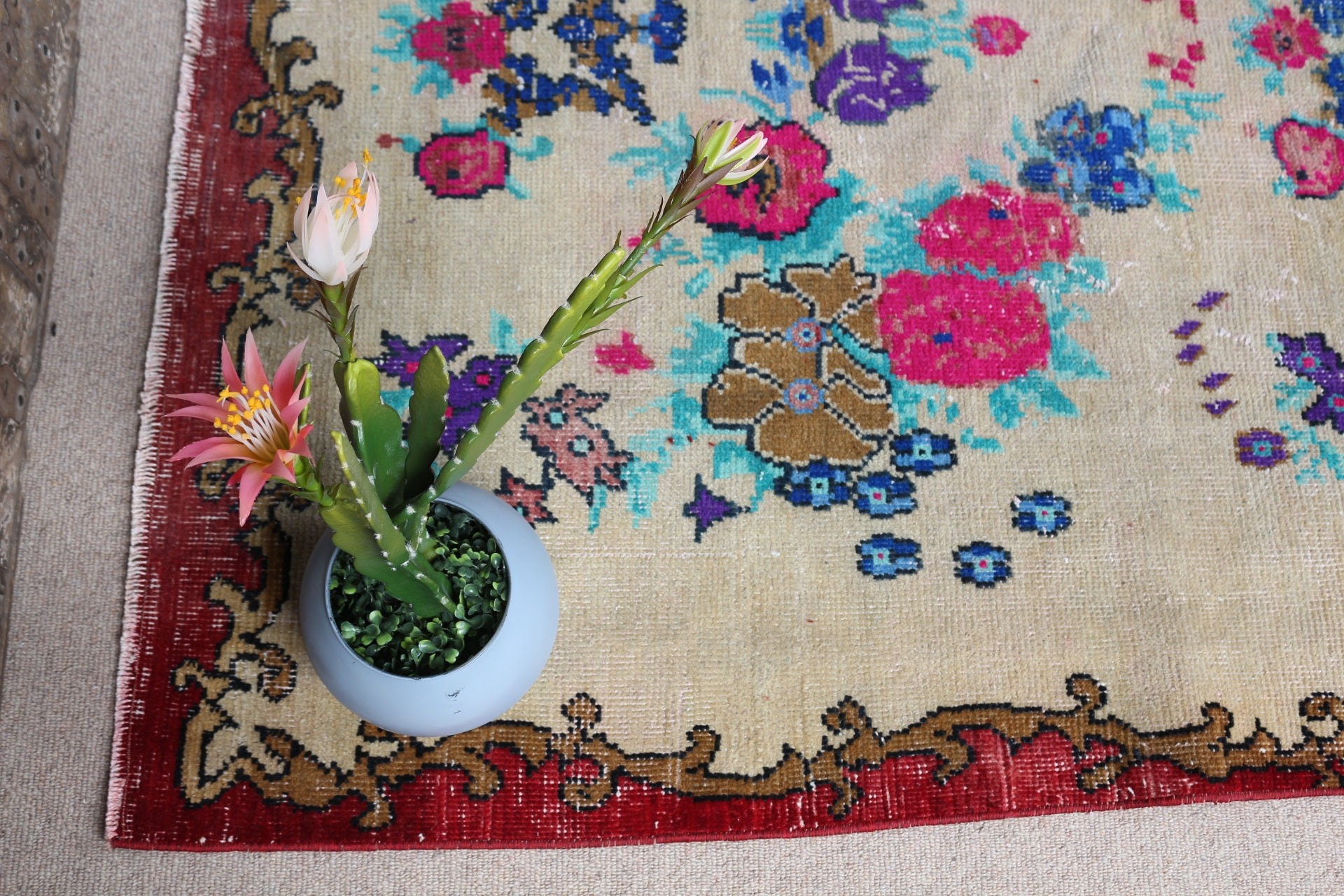 Cute Rugs, Beige Floor Rug, Living Room Rugs, Bedroom Rugs, Dining Room Rug, Moroccan Rug, 4.6x9.2 ft Large Rug, Turkish Rug, Vintage Rug