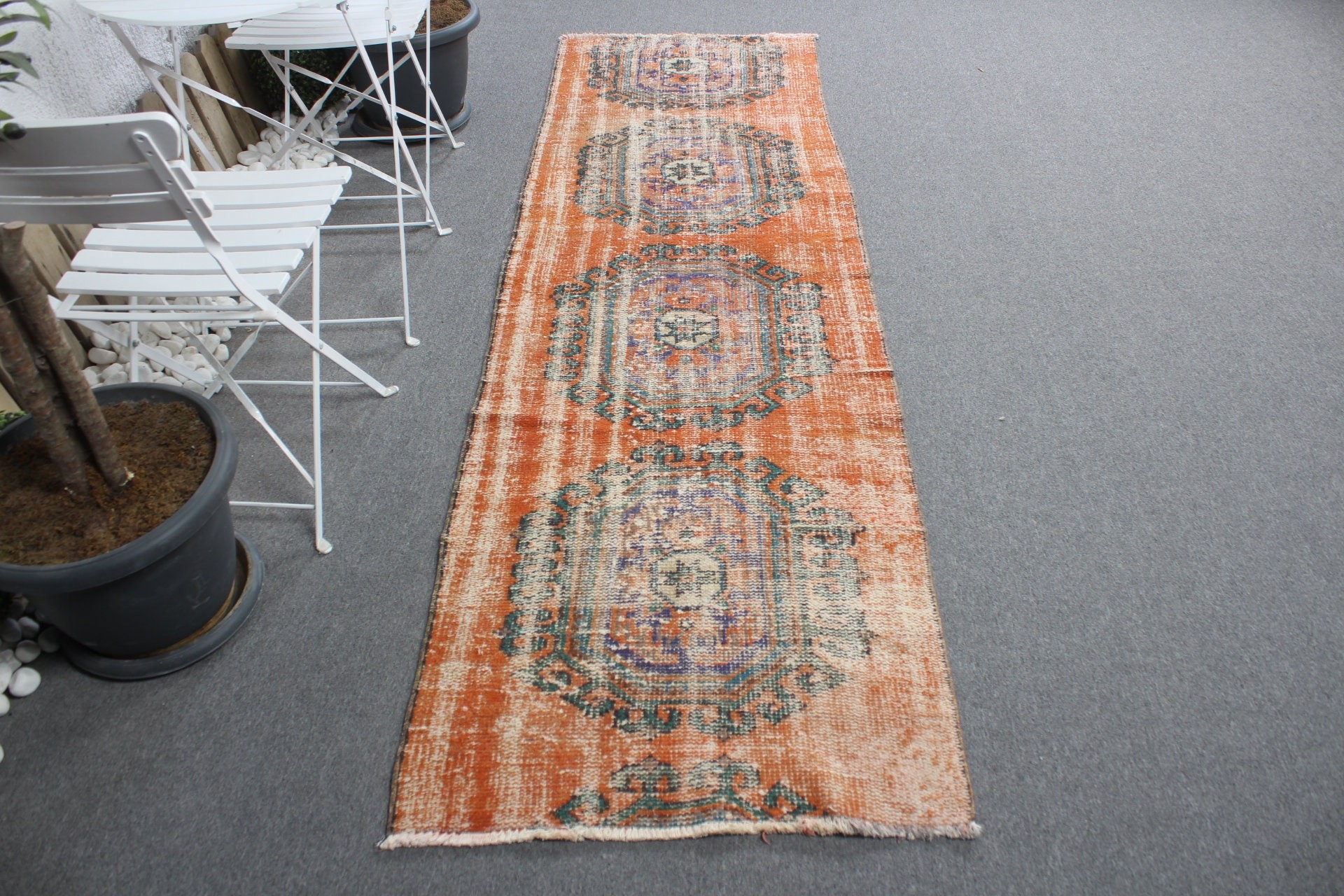 Orange Bedroom Rug, Stair Rug, 2.6x8.8 ft Runner Rug, Turkish Rug, Office Rugs, Anatolian Rug, Moroccan Rug, Kitchen Rugs, Vintage Rug