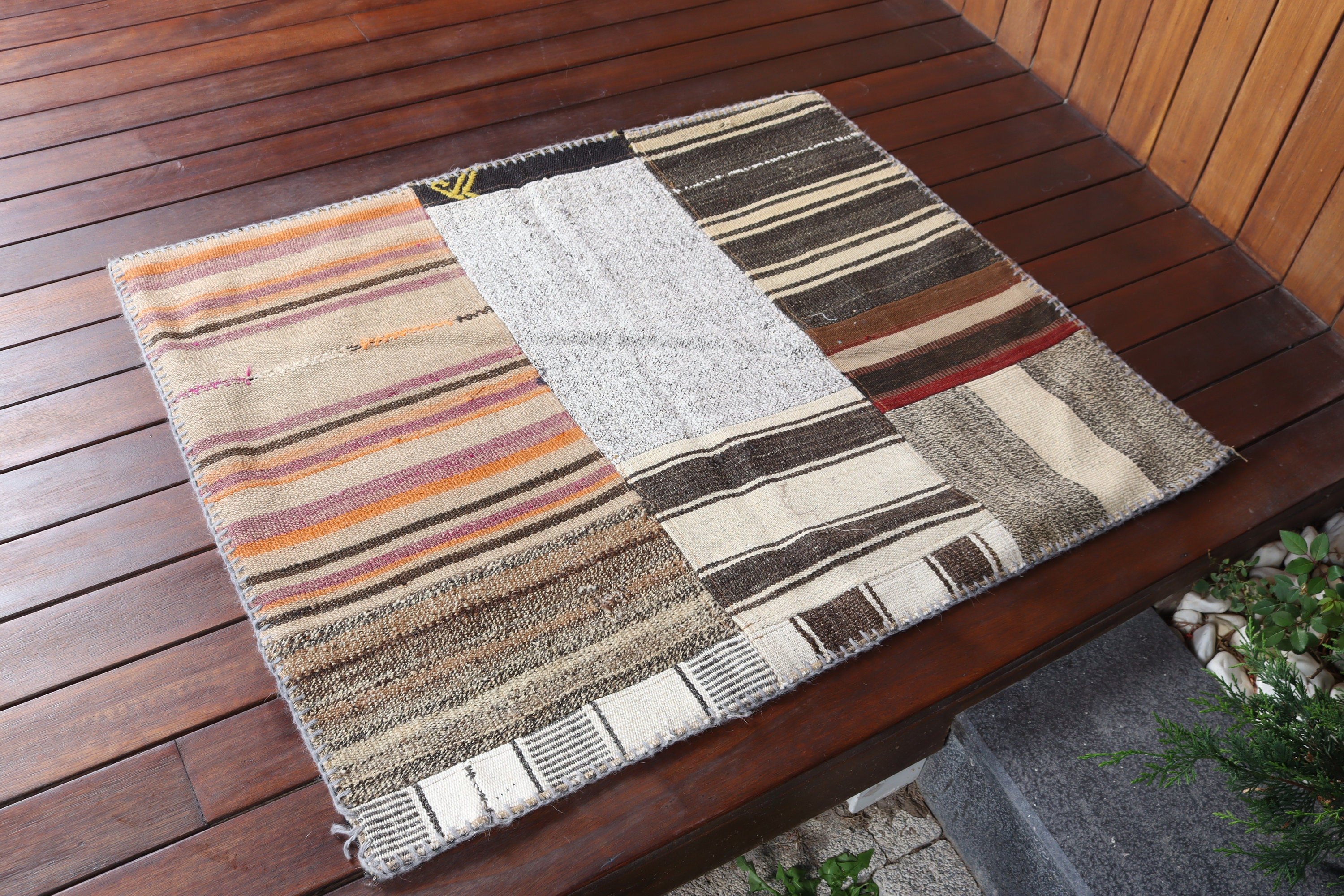 Luxury Rug, Wall Hanging Rug, 2.8x3.3 ft Small Rugs, Handwoven Rug, Vintage Rug, Beige Wool Rugs, Kitchen Rug, Decorative Rug, Turkish Rug