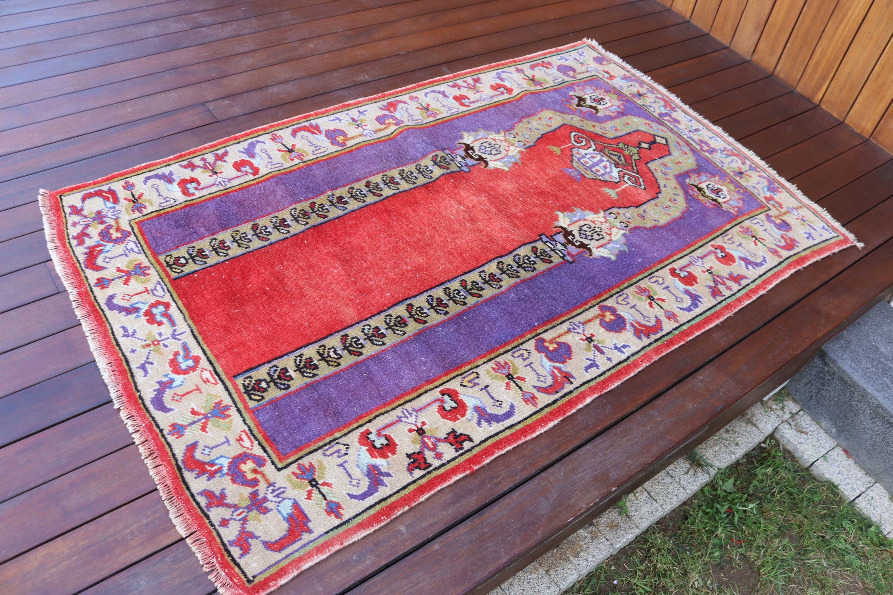 Vintage Halılar, 3.3x5.3 ft Aksan Halısı, Türk Halısı, Dekoratif Halı, Oryantal Halılar, Nötr Halılar, Boho Halılar, Kırmızı Oryantal Halılar, Mutfak Halısı