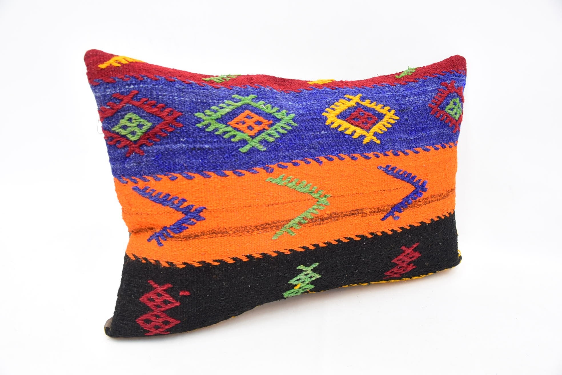 Morroccon Kilim Cushion Pillow Cover, Home Decor Pillow, Vintage Pillow, 16"x24" Blue Pillow Sham, Antique Pillows, Cozy Throw Pillow