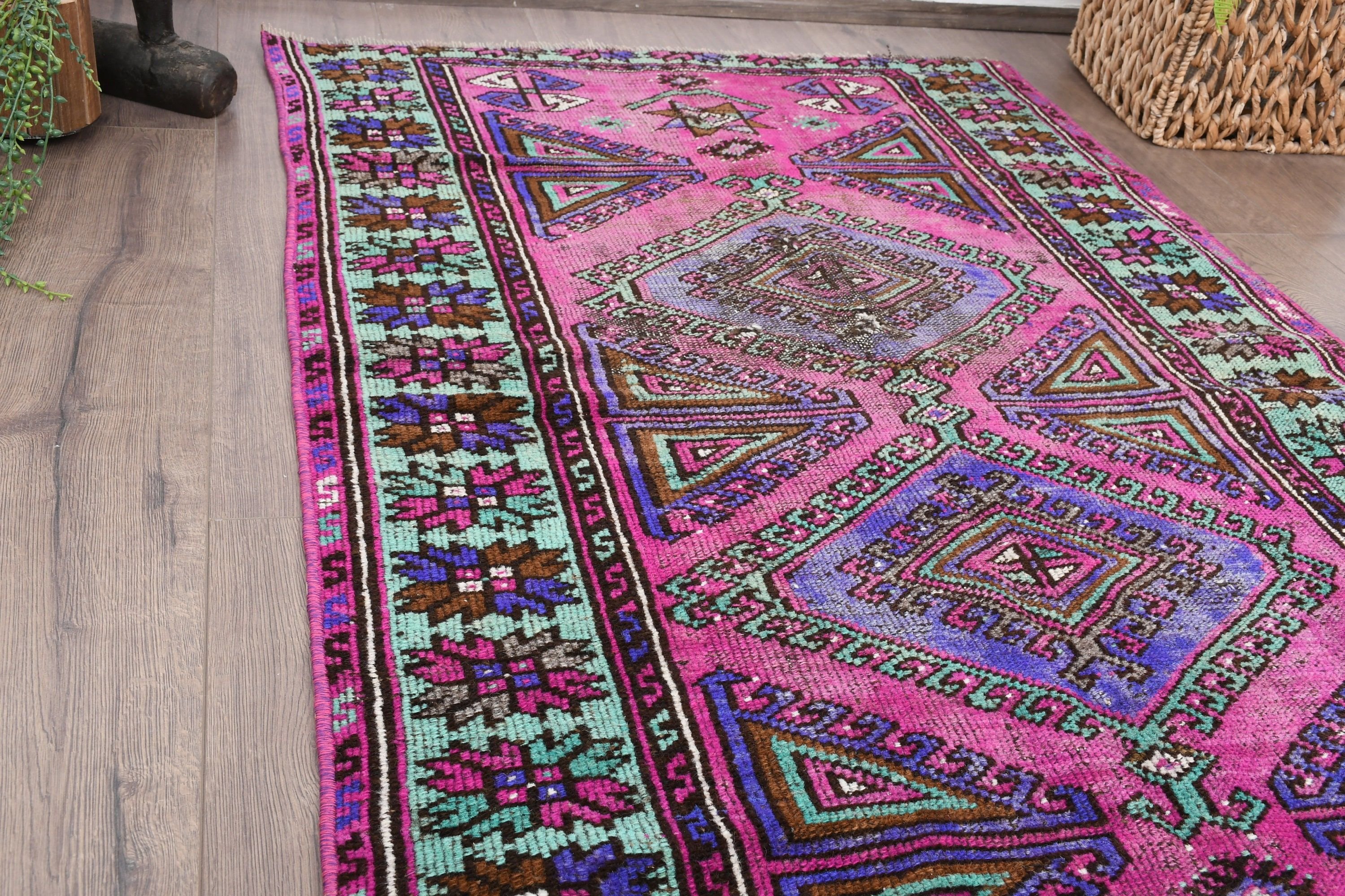 Özel Halı, Vintage Halı, Ev Dekorasyonu Halısı, Pembe Oryantal Halı, Yatak Odası Halısı, Yer Halısı, Mutfak Halıları, 3.2x5.1 ft Accent Halı, Türk Halıları