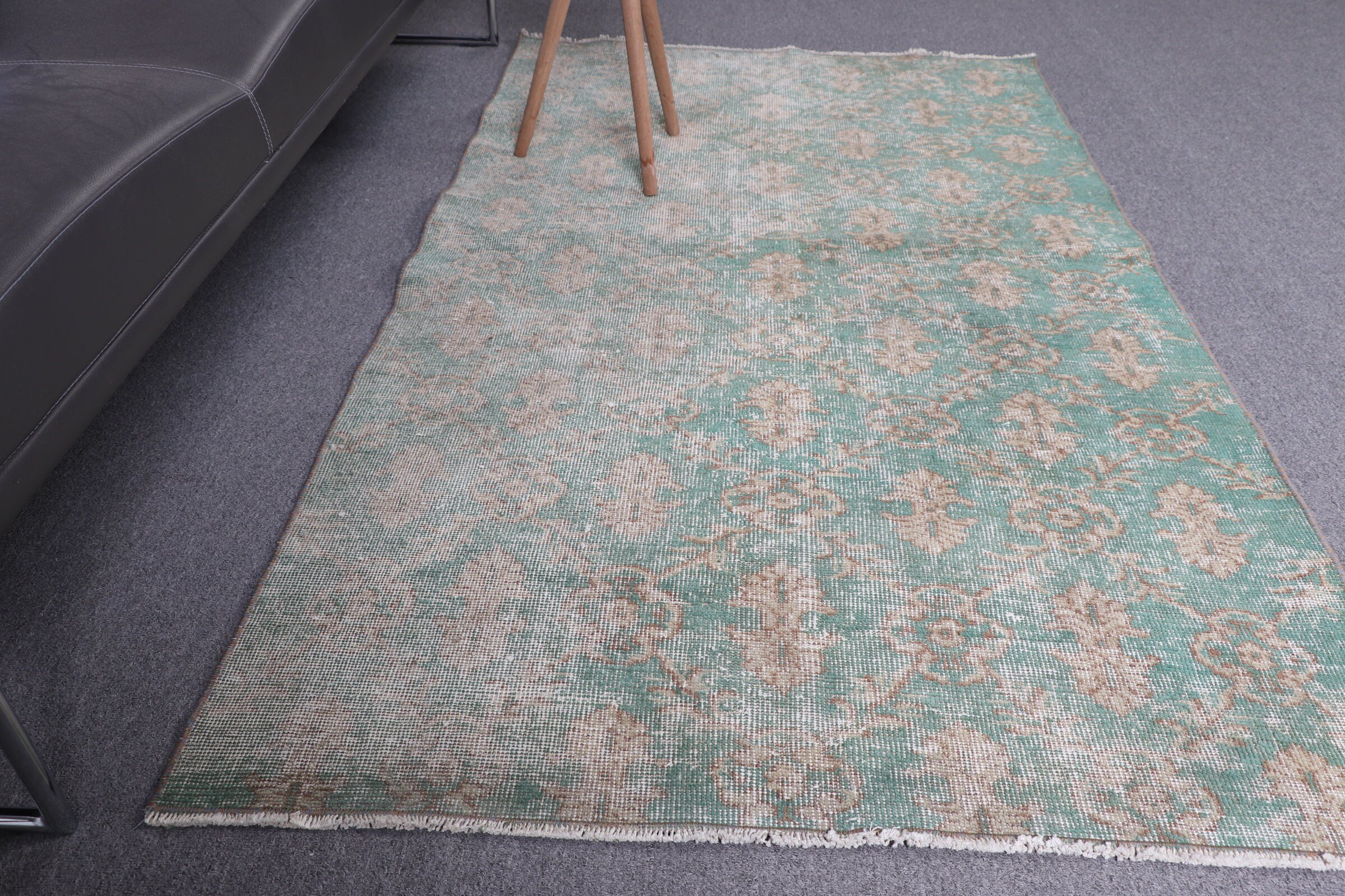 Kitchen Rugs, Turkish Rug, Home Decor Rug, Vintage Rug, 3.5x6.3 ft Accent Rug, Green Wool Rug, Aesthetic Rug, Rugs for Bedroom, Bedroom Rug