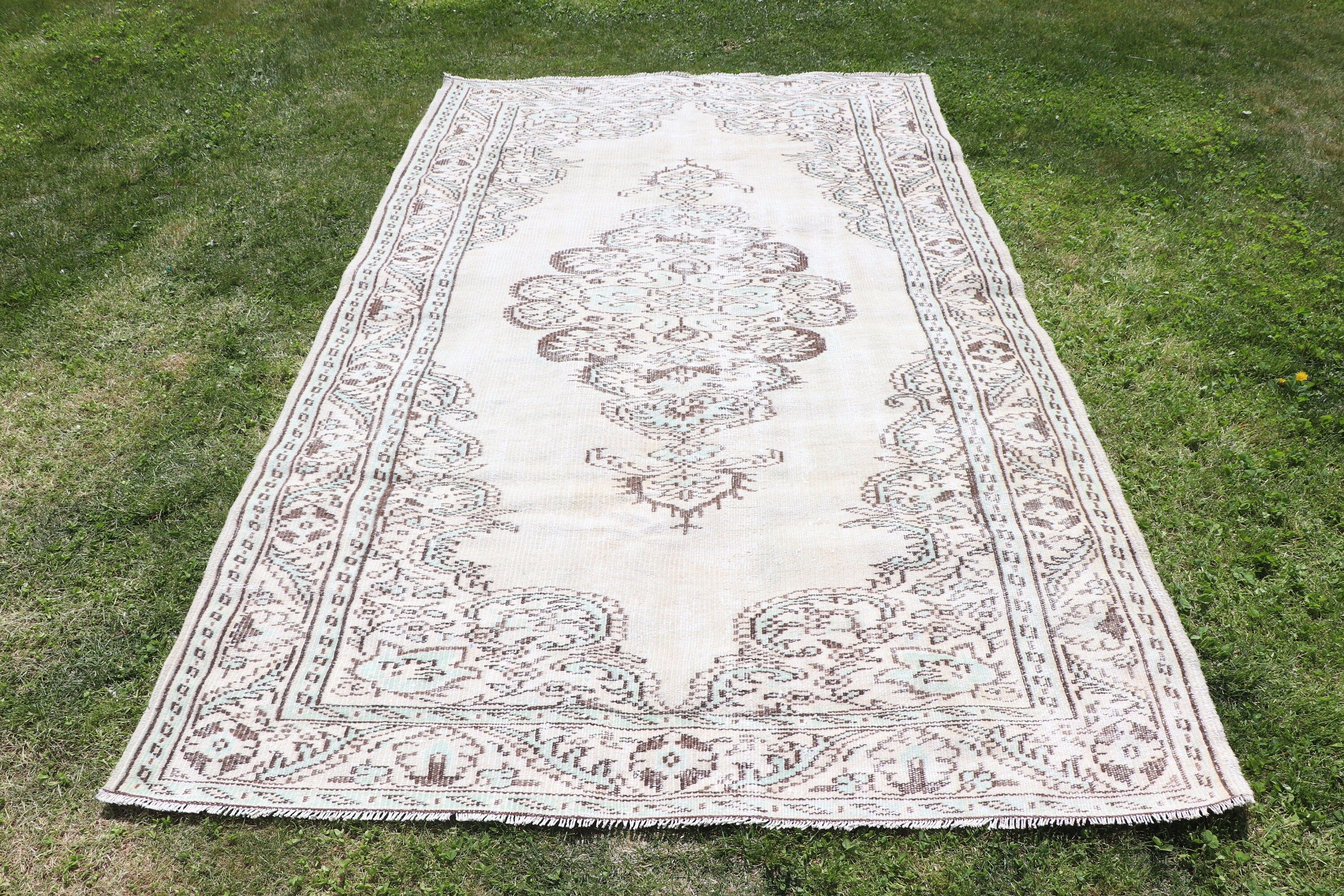 Bedroom Rugs, Beige Kitchen Rug, Vintage Rugs, Cool Rug, Large Oushak Rug, Turkish Rug, Oushak Rug, Rugs for Bedroom, 5x8.3 ft Large Rug