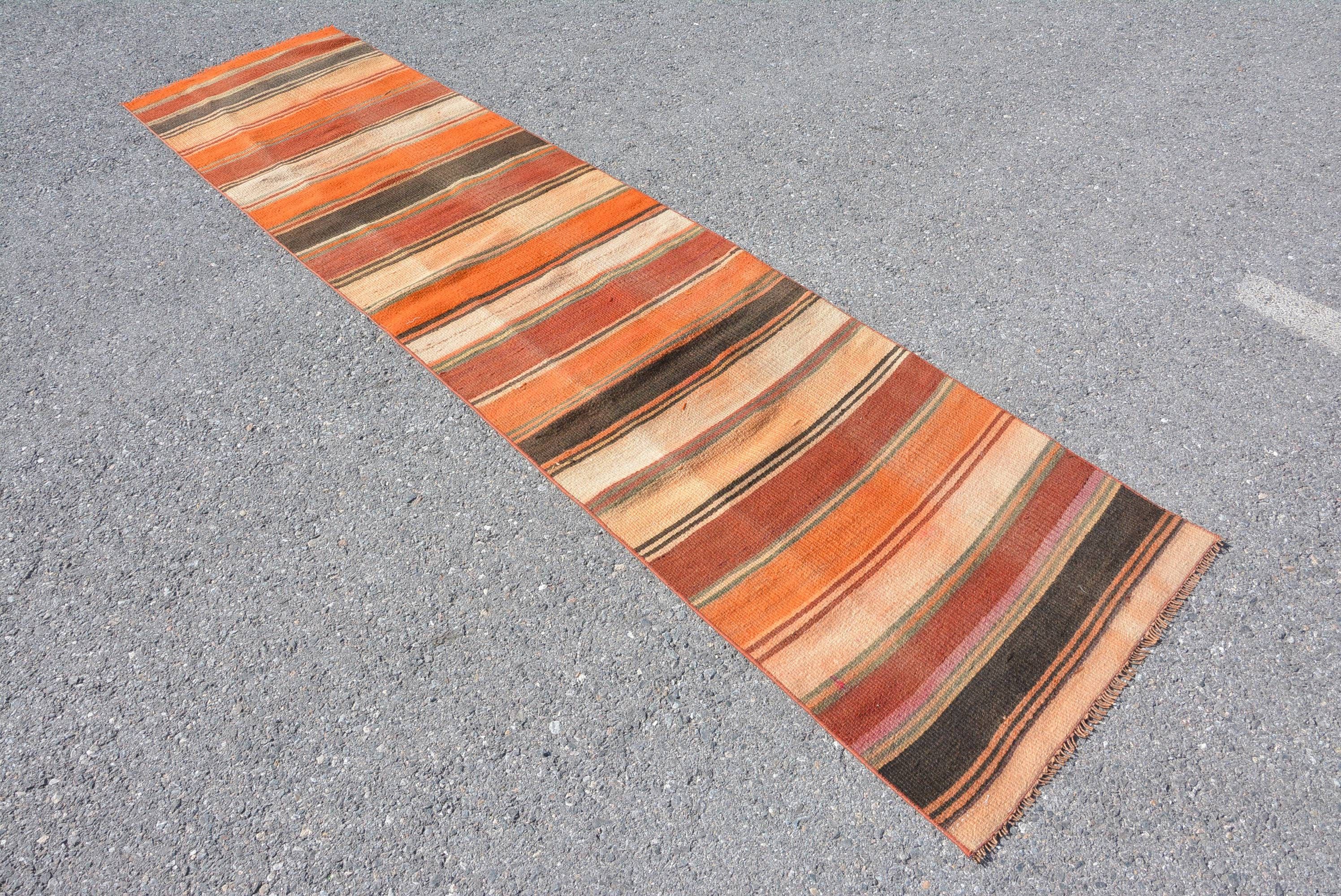 Kitchen Rugs, 2.5x10.2 ft Runner Rugs, Vintage Rug, Turkish Rug, Kilim, Oushak Rug, Abstract Rug, Wool Rug, Rugs for Hallway, Hallway Rug