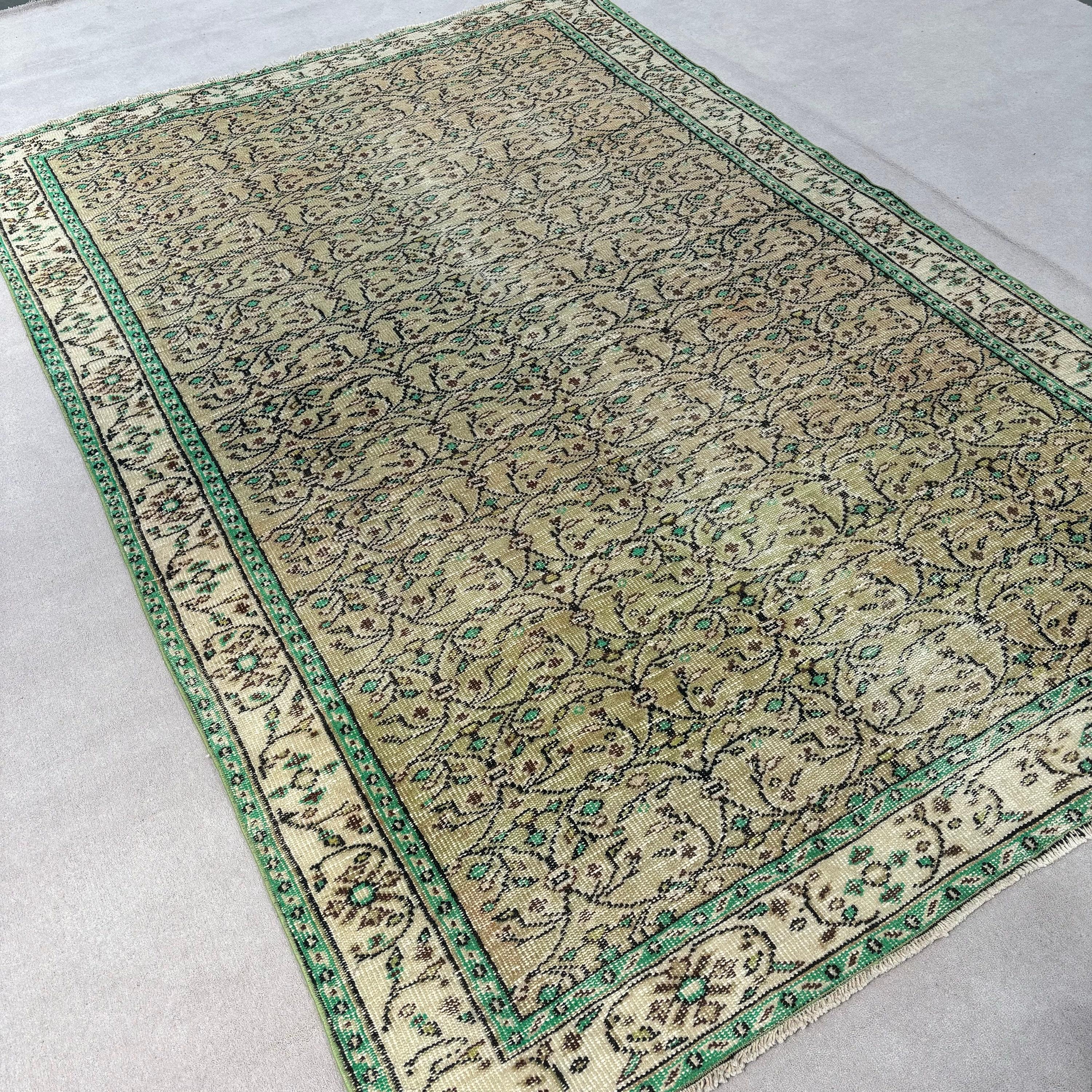 Vintage Rugs, Turkish Rug, Large Oushak Rugs, Kitchen Rug, Large Boho Rug, 5.7x8.8 ft Large Rugs, Brown Antique Rug, Antique Rugs