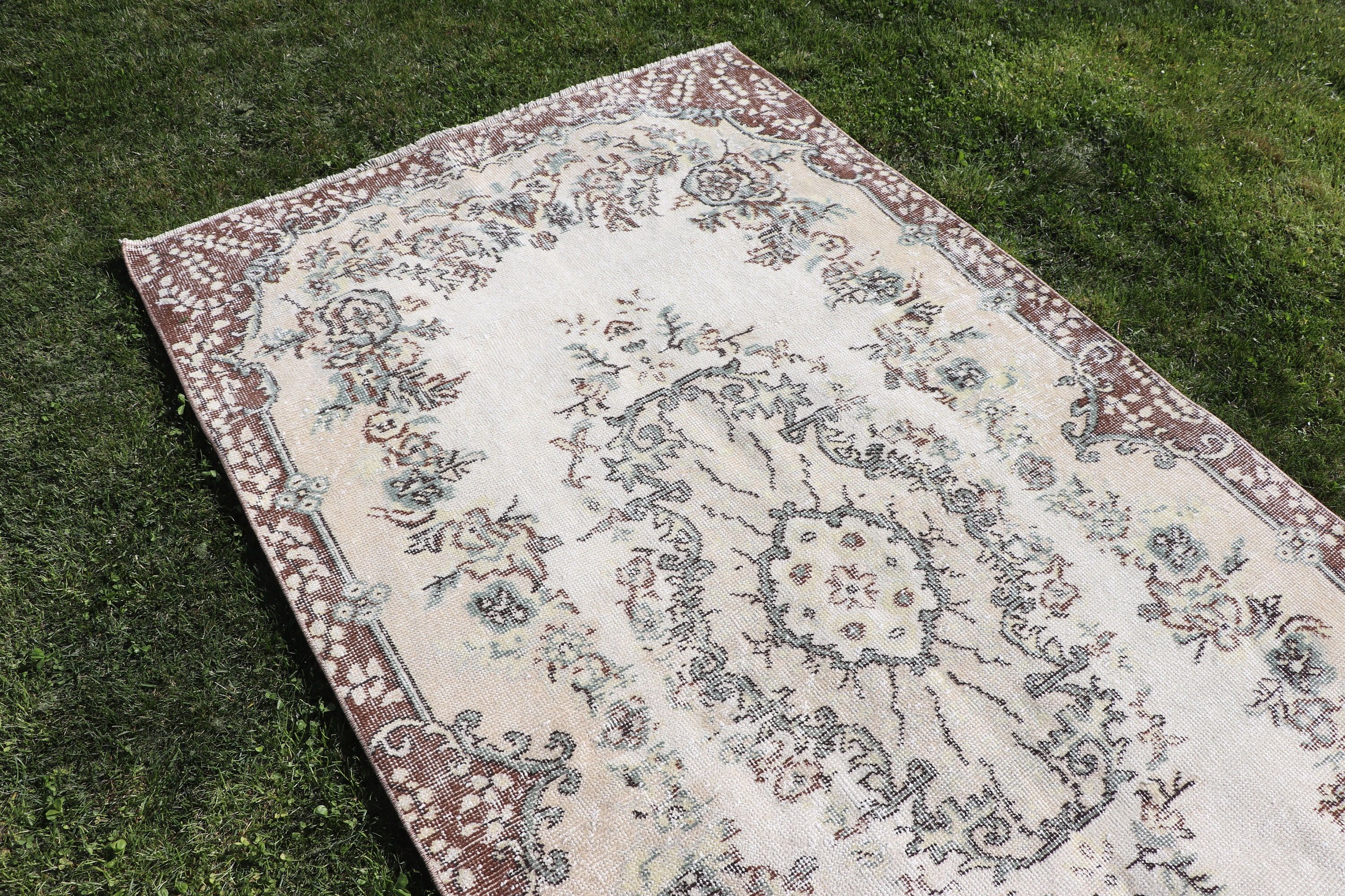 Fas Halıları, 3,8x6,9 ft Alan Halısı, Türk Halısı, Vintage Halılar, Bohem Halısı, Bej Anadolu Halısı, Boho Bölge Halısı, Yer Halısı, Yatak Odası Halısı