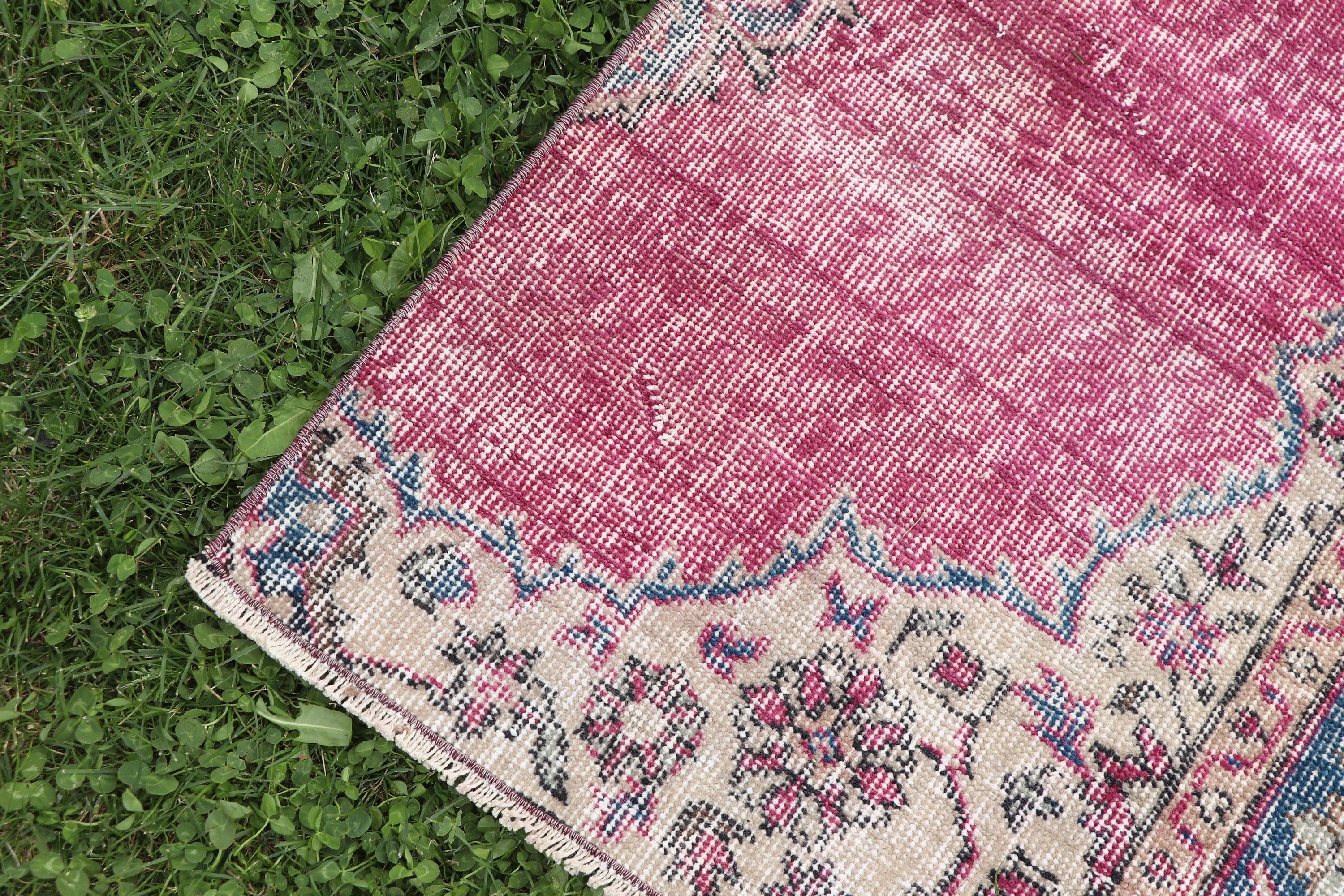 Turkish Rug, 1.9x5.4 ft Runner Rugs, Vintage Rugs, Rugs for Kitchen, Pink Boho Rugs, Wool Rugs, Beni Ourain Runner Rugs, Moroccan Rugs