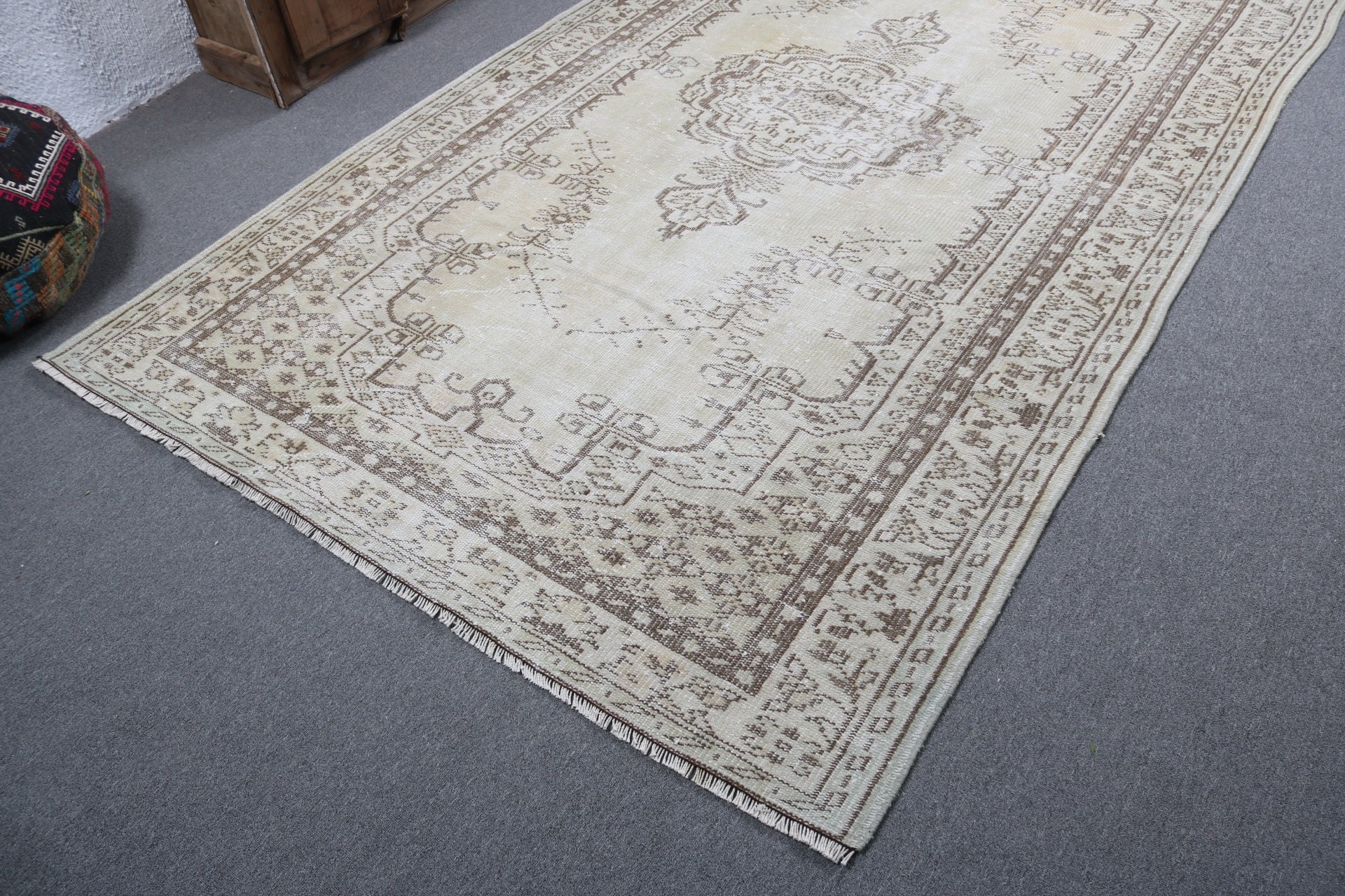 Beige Anatolian Rug, Neutral Rug, Turkish Rugs, 5.8x9.6 ft Large Rug, Dining Room Rugs, Bedroom Rug, Vintage Rugs, Floor Rug