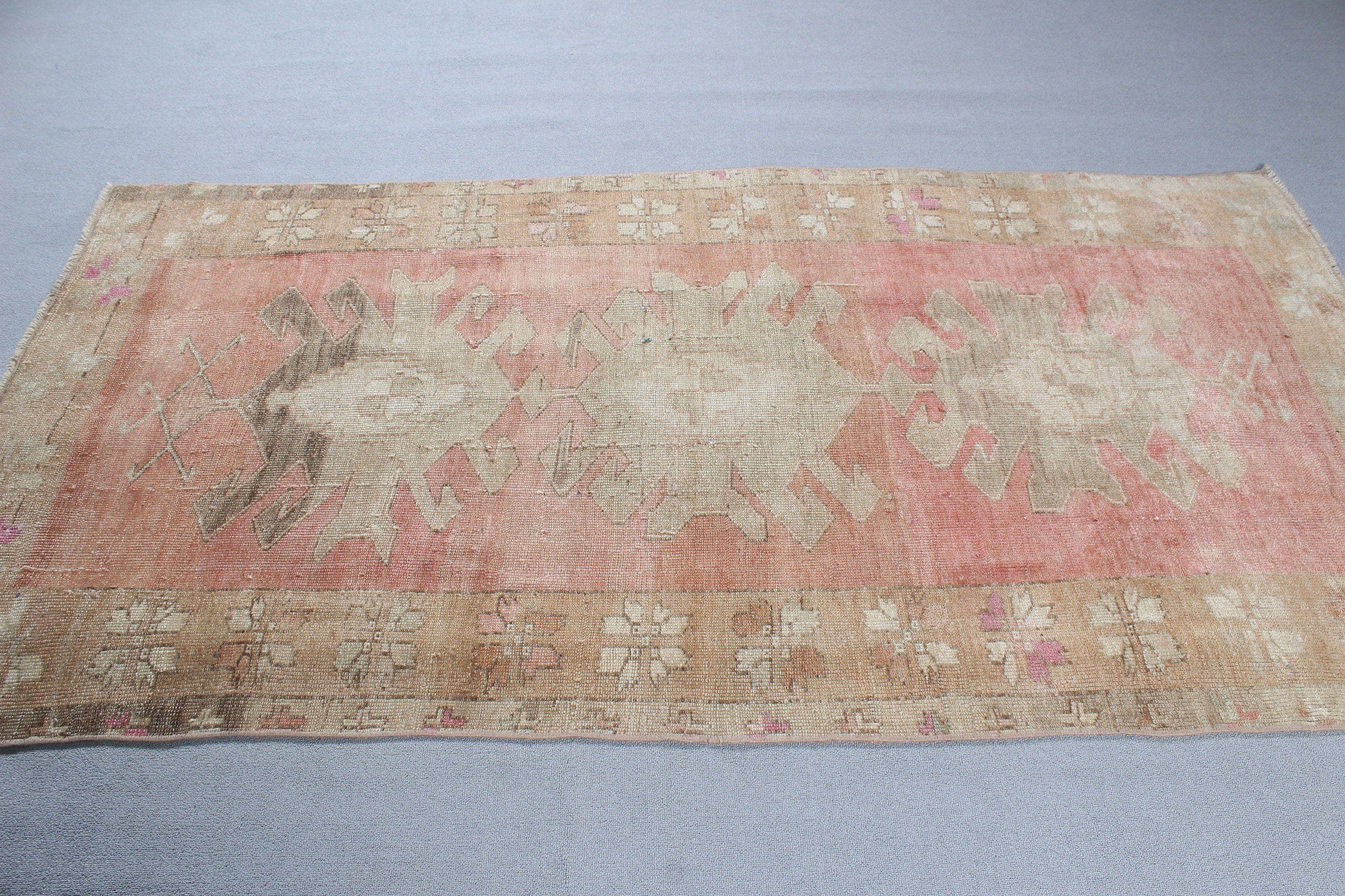 Living Room Rug, Boho Area Rug, Floor Rugs, 3.8x7.5 ft Area Rugs, Rugs for Area, Turkish Rugs, Vintage Rugs, Pink Floor Rug, Modern Rug