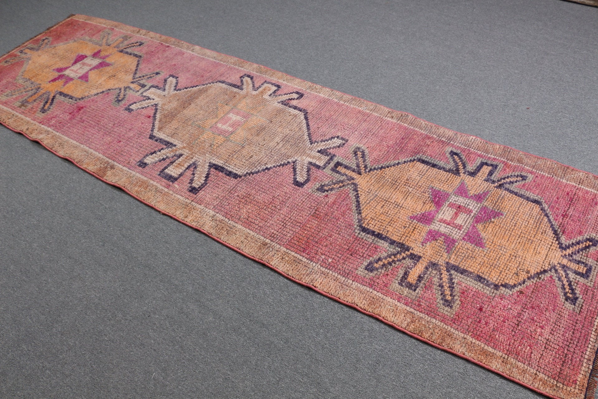 2.9x9.4 ft Runner Rug, Antique Rugs, Hallway Rugs, Oushak Rug, Vintage Rug, Rugs for Hallway, Pink Oushak Rug, Turkish Rugs, Corridor Rugs