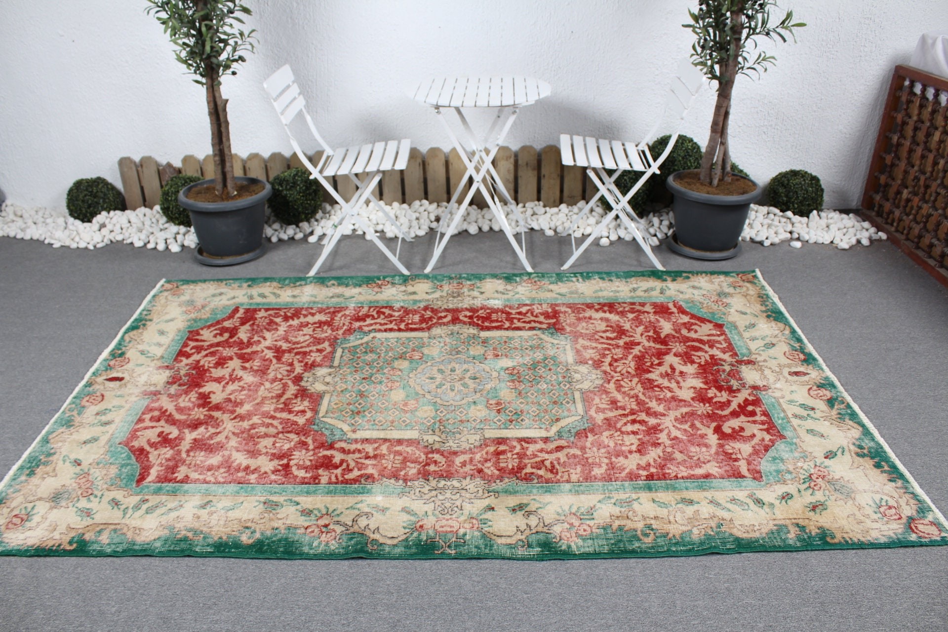 Ev Dekorasyonu Halısı, Türk Halısı, Organik Halılar, Mutfak Halısı, Yeşil 5.2x8.2 ft Büyük Halı, Yemek Odası Halısı, Yatak Odası Halısı, Vintage Halı