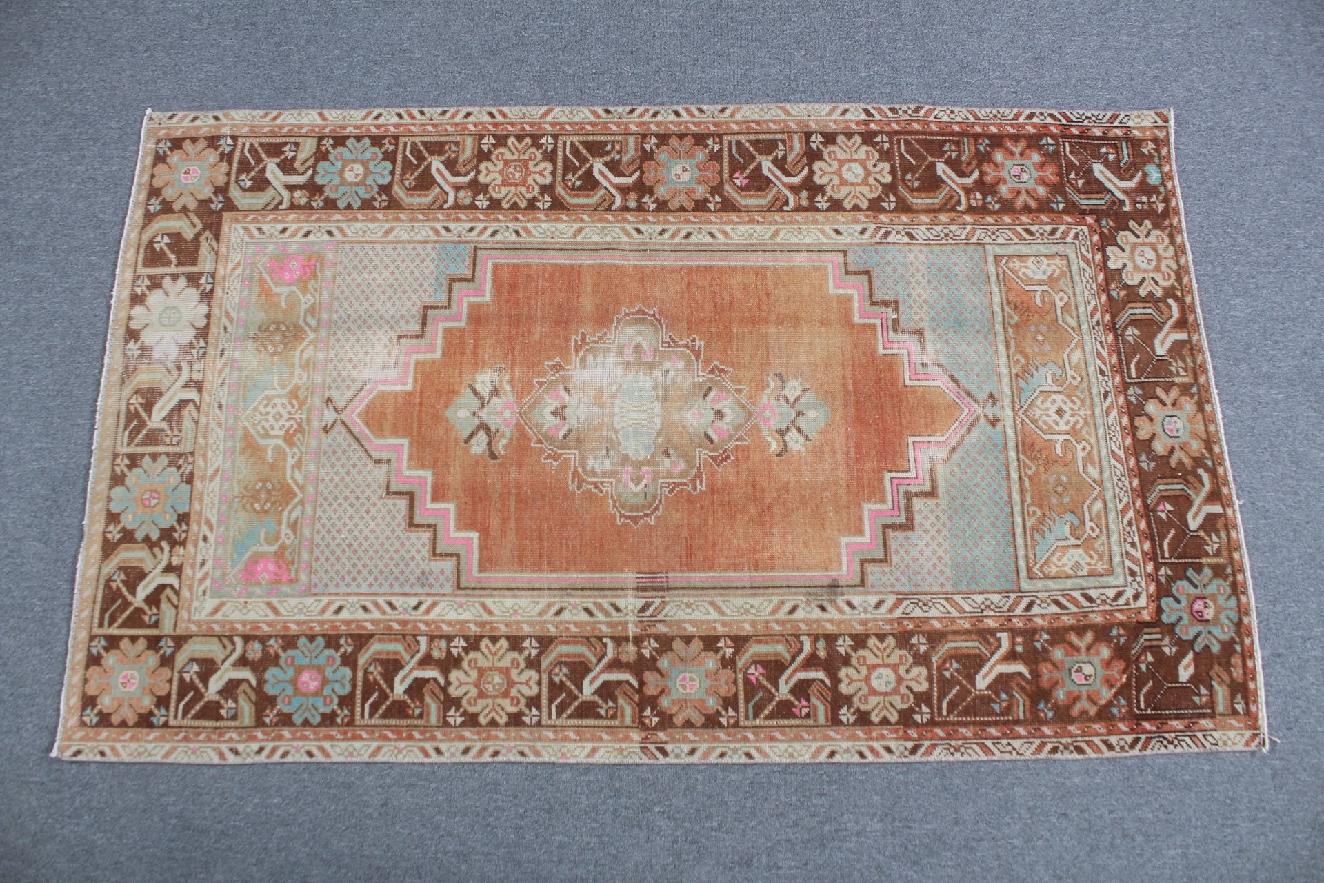 Entry Rug, Orange Antique Rug, Bedroom Rug, Kitchen Rugs, Turkish Rug, 3.2x5.3 ft Accent Rug, Vintage Rugs, Rugs for Entry, Nursery Rug