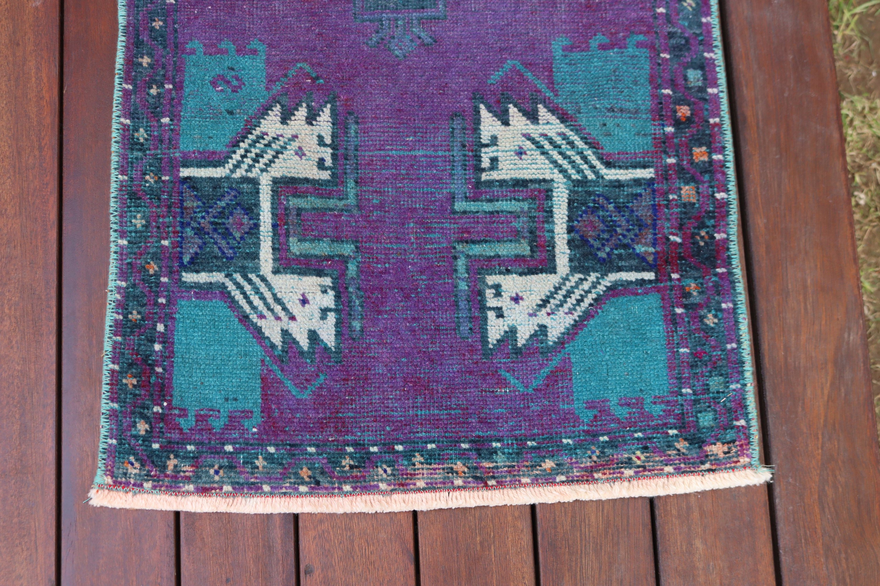 Purple  1.7x3.7 ft Small Rugs, Handwoven Rug, Door Mat Rug, Bath Rug, Turkish Rug, Office Rug, Geometric Rugs, Vintage Rugs