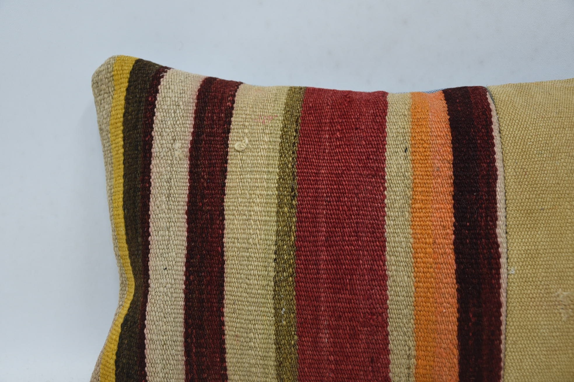 Kanepe Yastık, Koltuk Yastık Kılıfı, Vintage Kilim Yastık, Kilim Yastık Kılıfı, 12"x20" Bej Minder Kılıfı, Ofis Koltuğu Minderi