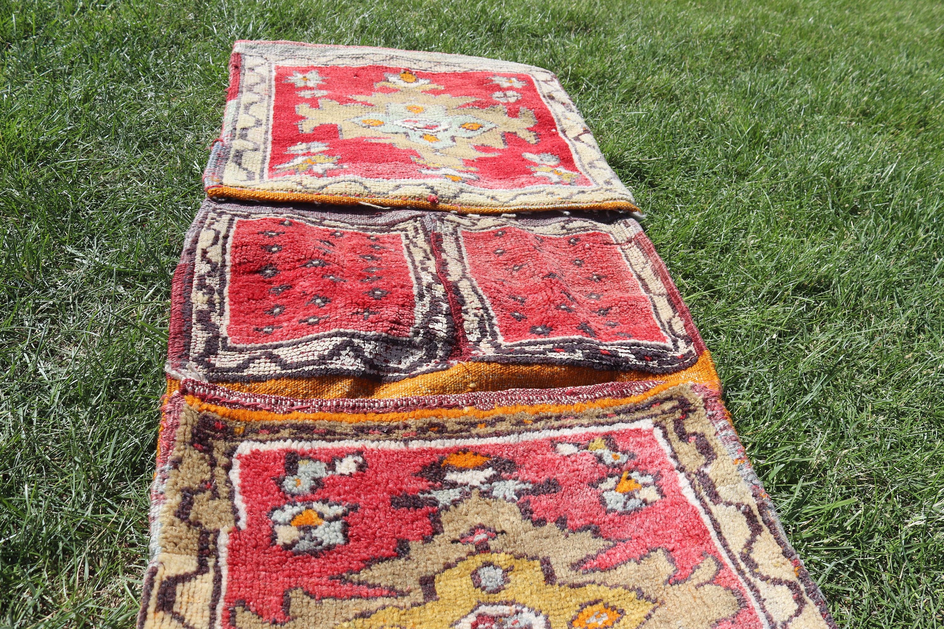 Nursery Rug, Home Decor Rugs, Vintage Rugs, Wool Rug, Small Boho Rugs, 1.7x4.1 ft Small Rug, Turkish Rug, Red Bedroom Rugs, Organic Rug