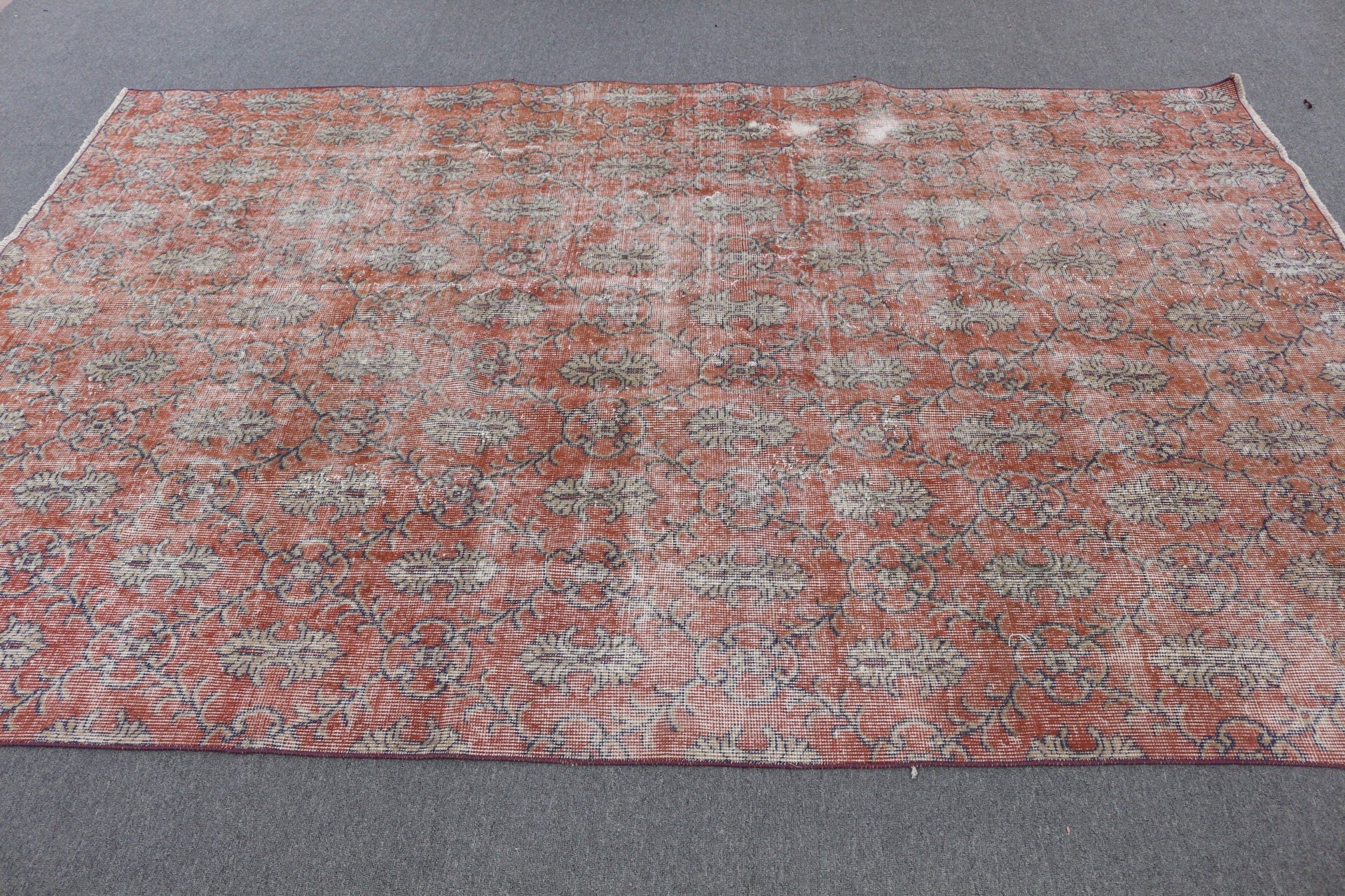 Bedroom Rug, 5.8x8.9 ft Large Rug, Rugs for Salon, Vintage Rug, Antique Rug, Floor Rug, Orange Oriental Rugs, Living Room Rug, Turkish Rug