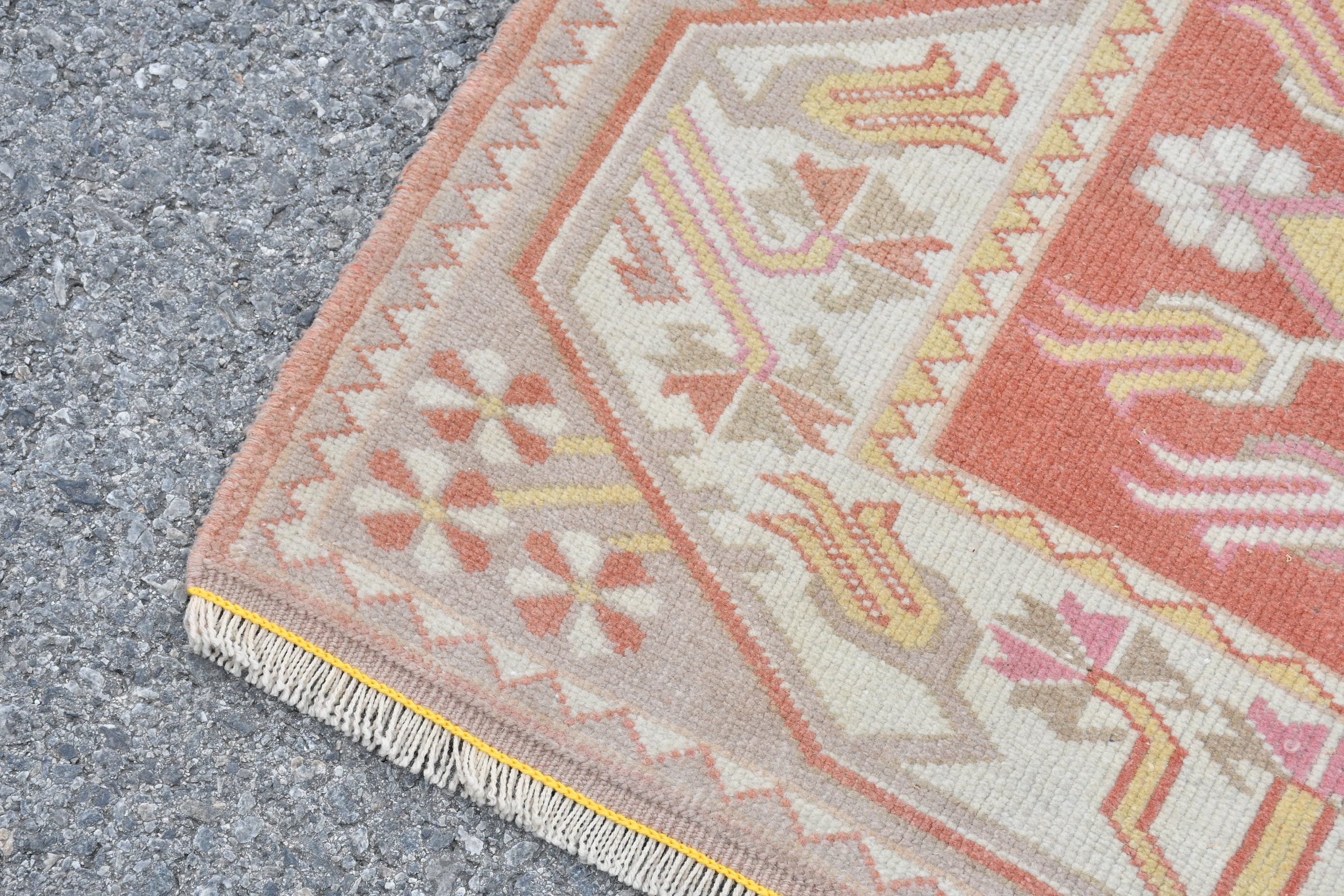 Pink Oushak Rug, Vintage Rugs, Oushak Rugs, Rugs for Kitchen, Wall Hanging Rugs, 2.9x4.2 ft Small Rug, Wool Rug, Kitchen Rugs, Turkish Rug