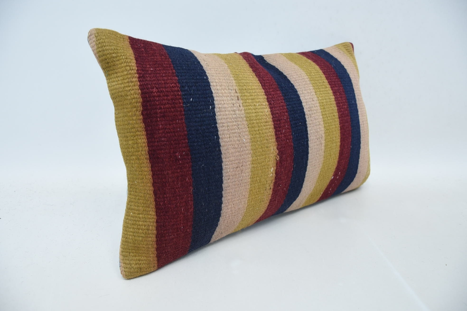 Farmhouse Cushion, Pillow for Sofa, Turkish Kilim Pillow, 12"x20" Red Pillow Cover, Art Deco Cushion Case, Home Decor Pillow