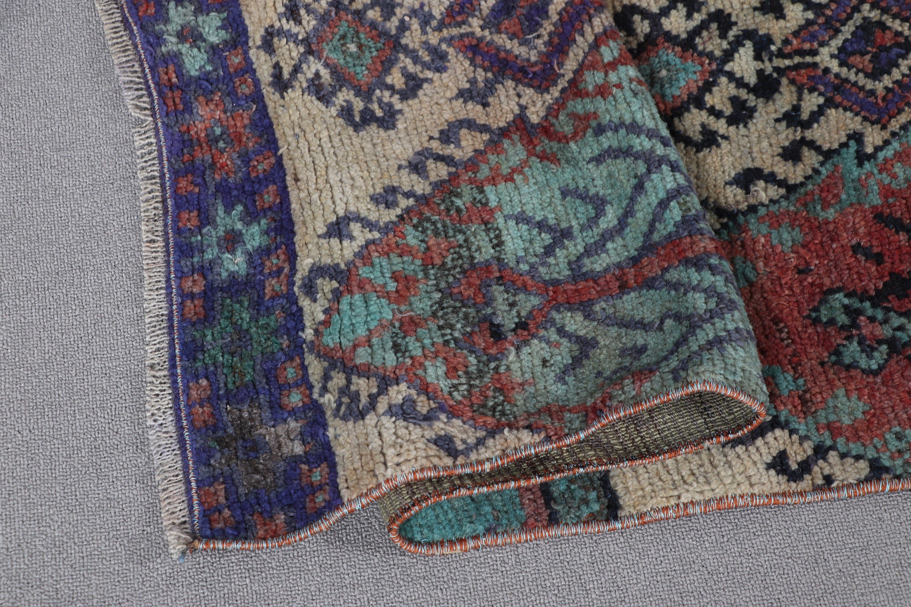 Kitchen Rugs, Vintage Rug, Organic Rug, Anatolian Rug, Green Wool Rugs, Hallway Rug, 2.5x10.2 ft Runner Rug, Turkish Rugs, Rugs for Hallway