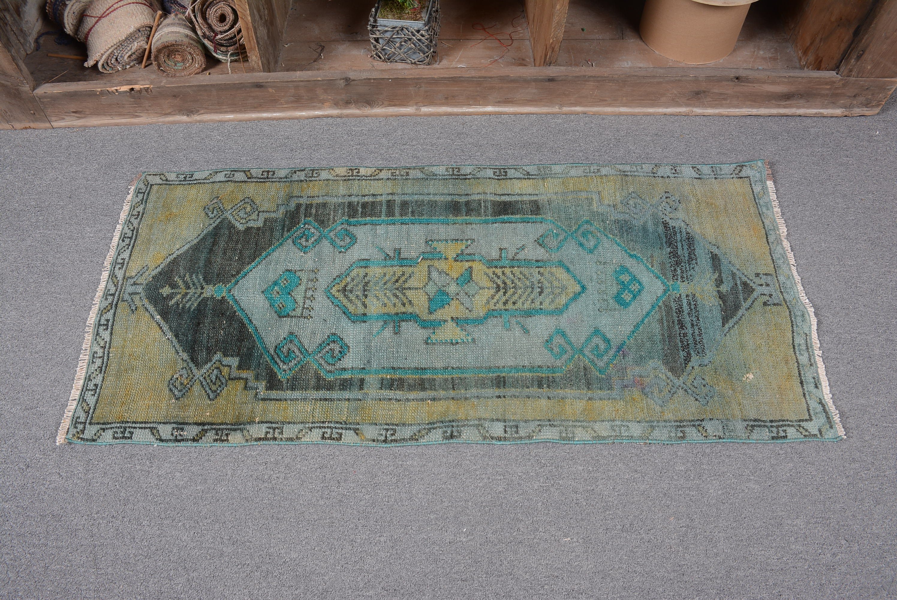 Cool Rug, 1.8x3.8 ft Small Rug, Turkish Rug, Bathroom Rug, Wall Hanging Rug, Floor Rugs, Wedding Rugs, Vintage Rug, Green Moroccan Rugs