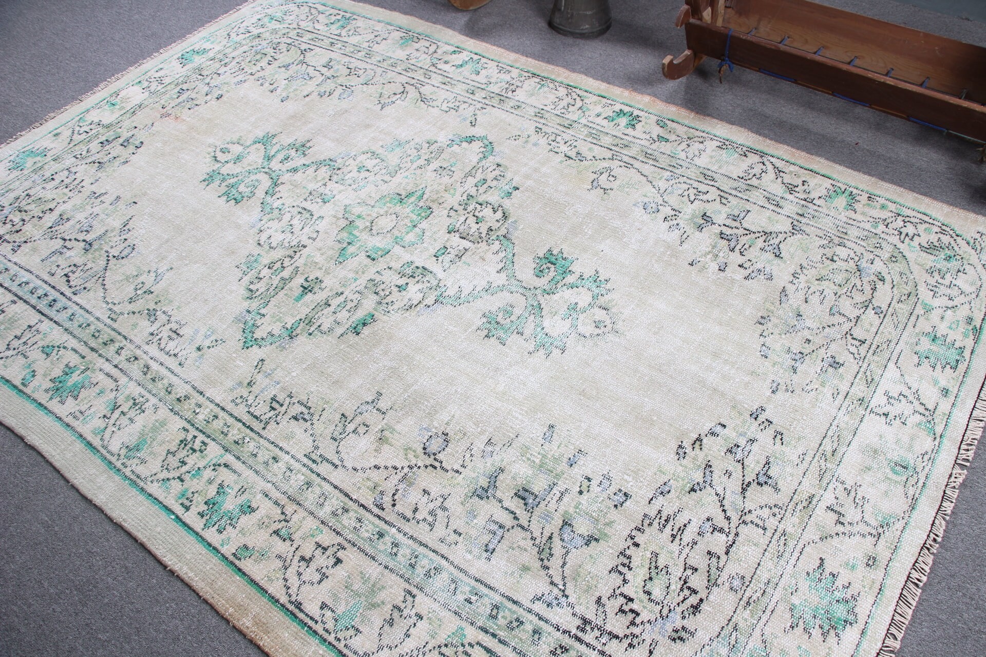 Bedroom Rugs, Anatolian Rug, Dining Room Rug, Vintage Rug, Turkish Rug, Floor Rugs, Office Rug, Green  5.6x8.1 ft Large Rugs