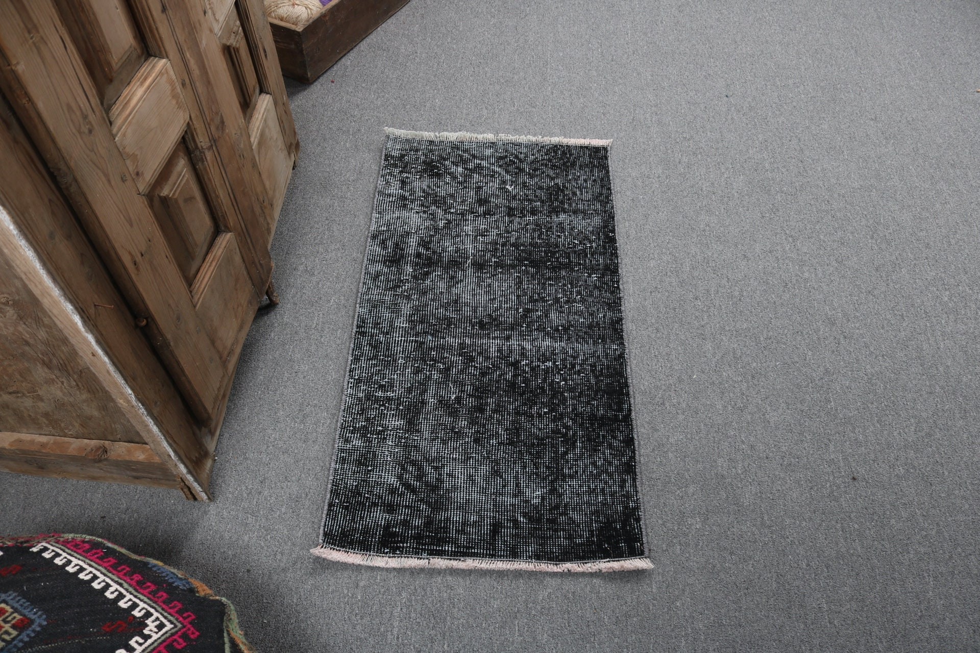 Oushak Rugs, Black  1.6x3.2 ft Small Rugs, Kitchen Rug, Tribal Rugs, Vintage Rug, Small Area Rugs, Turkish Rug, Small Boho Rug