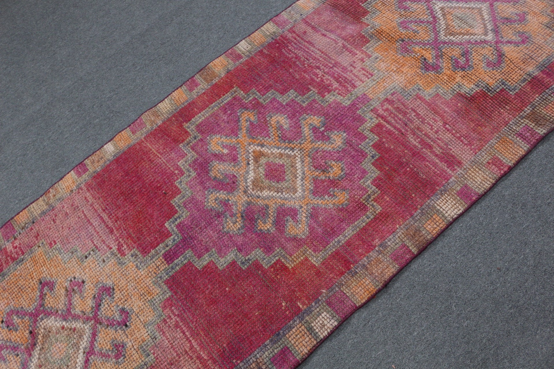 Turkish Rug, 3x11 ft Runner Rug, Kitchen Rug, Orange Home Decor Rug, Rugs for Hallway, Turkey Rug, Bedroom Rug, Vintage Rug, Corridor Rugs