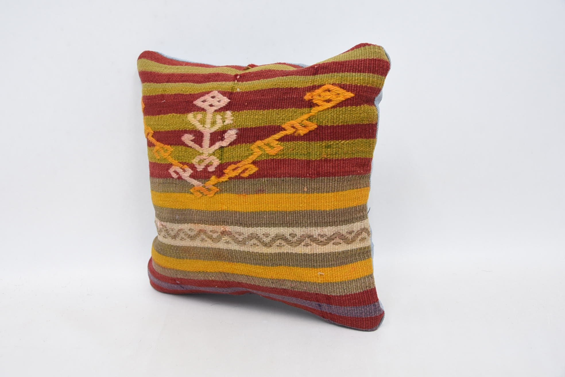 12"x12" Red Cushion, Handmade Kilim Cushion, Throw Kilim Pillow, Aztec Pillow, Kilim Cushion Sham, Ethnic Throw Pillow Cover