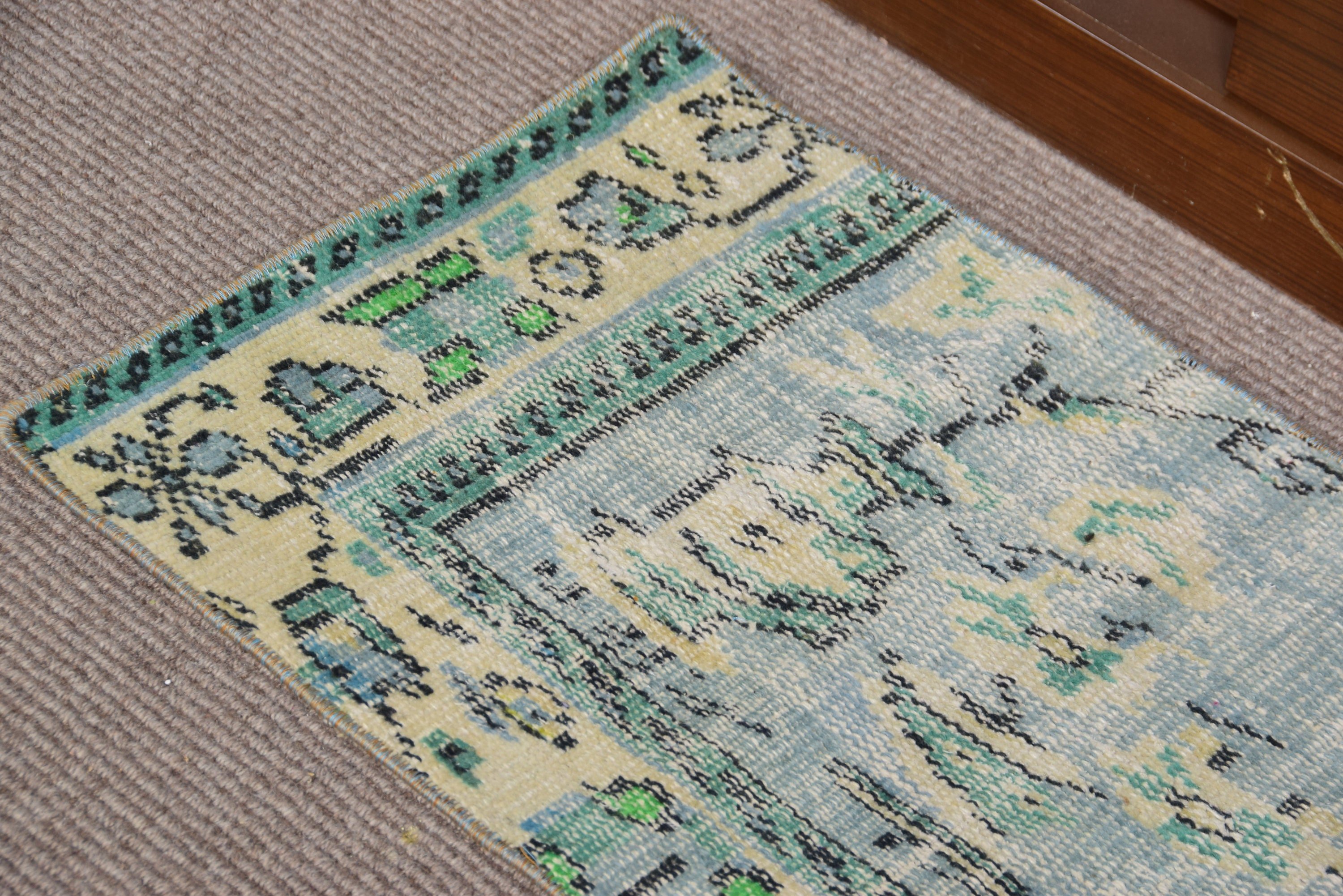 Turkish Rug, Bath Rug, Vintage Rug, Anatolian Rug, Moroccan Rug, 1.5x3.1 ft Small Rugs, Kitchen Rug, Rugs for Car Mat, Green Anatolian Rug