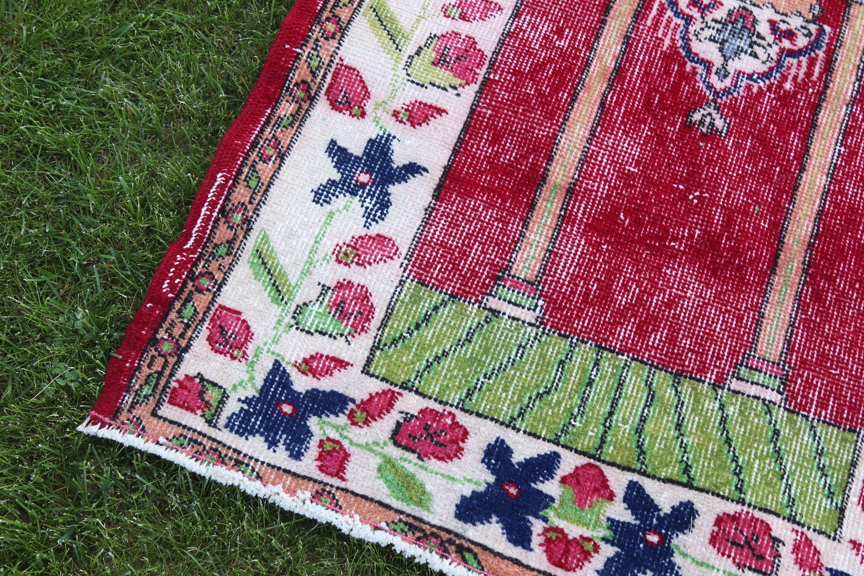 Rugs for Bathroom, Turkish Rug, 2.5x4 ft Small Rug, Moroccan Rug, Red Wool Rugs, Wall Hanging Rugs, Oushak Rugs, Car Mat Rug, Vintage Rug