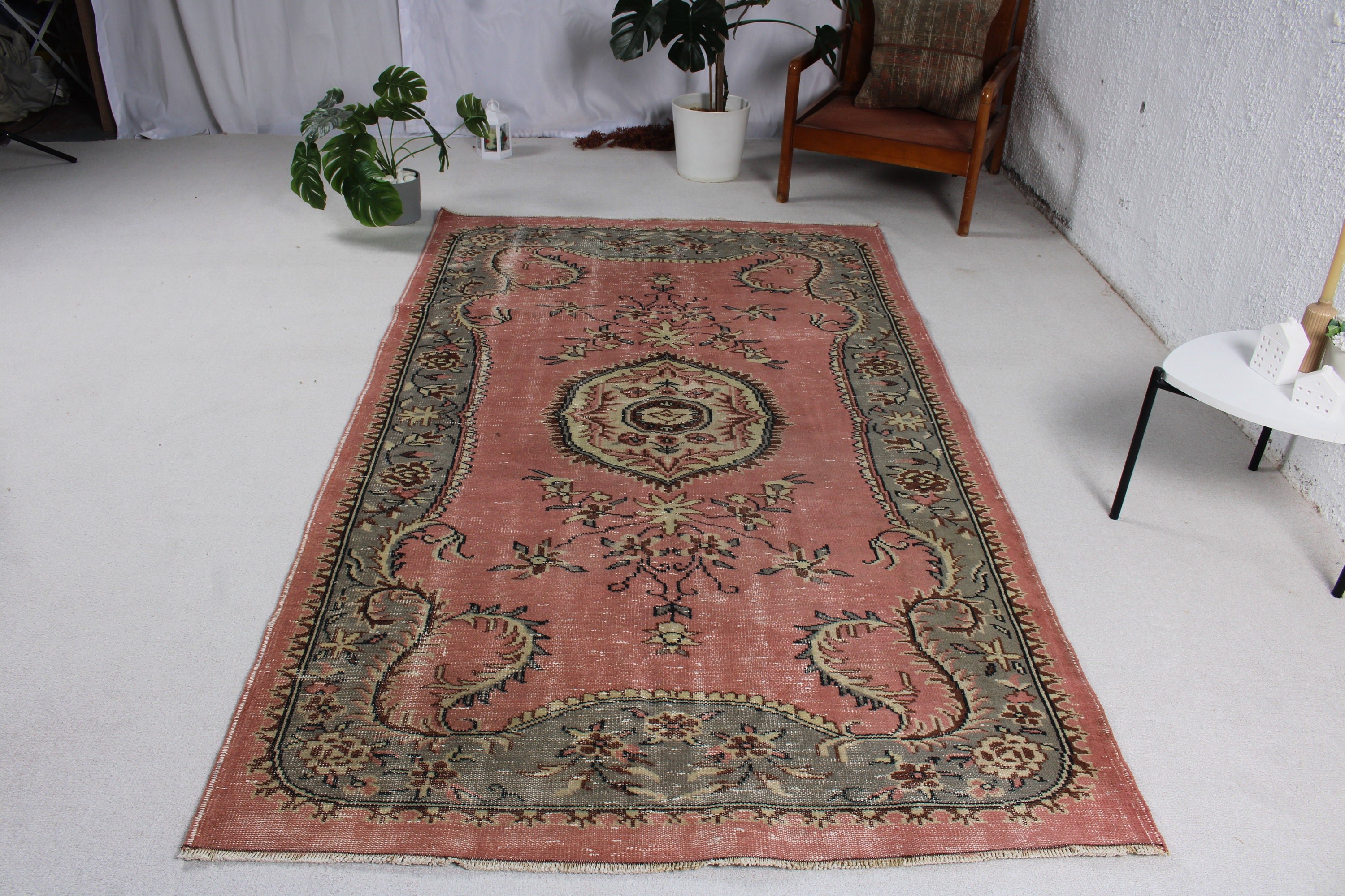 Çocuk Odası Halıları, Turuncu Boho Halısı, 4,7x8,2 ft Alan Halısı, İç Mekan Halısı, Çocuk Odası Halıları, Anadolu Halıları, Türk Halıları, Vintage Halı, Antika Halılar