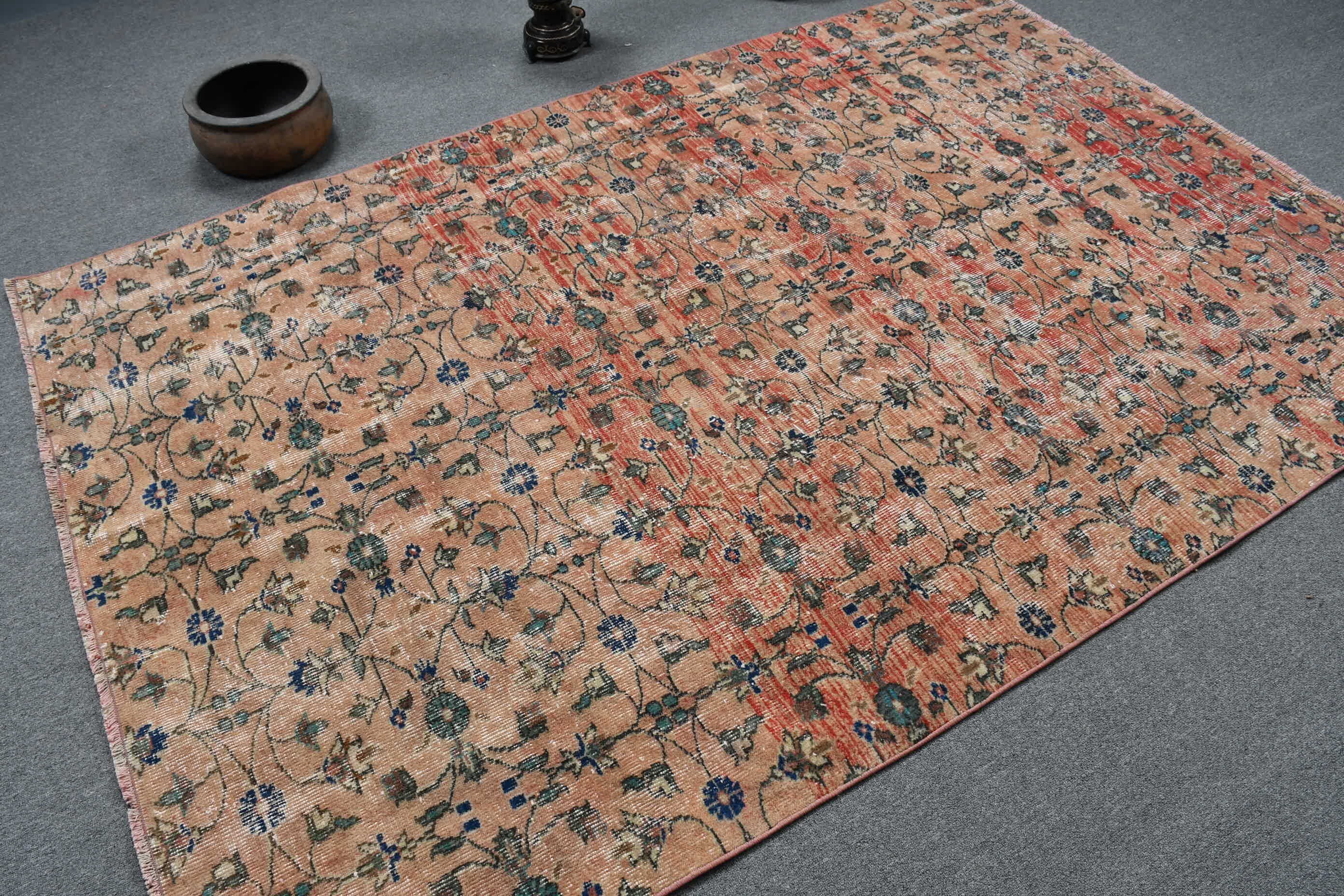 Living Room Rug, Red  5.2x7.8 ft Large Rug, Vintage Rug, Bedroom Rug, Turkish Rug, Boho Rug, Antique Rug