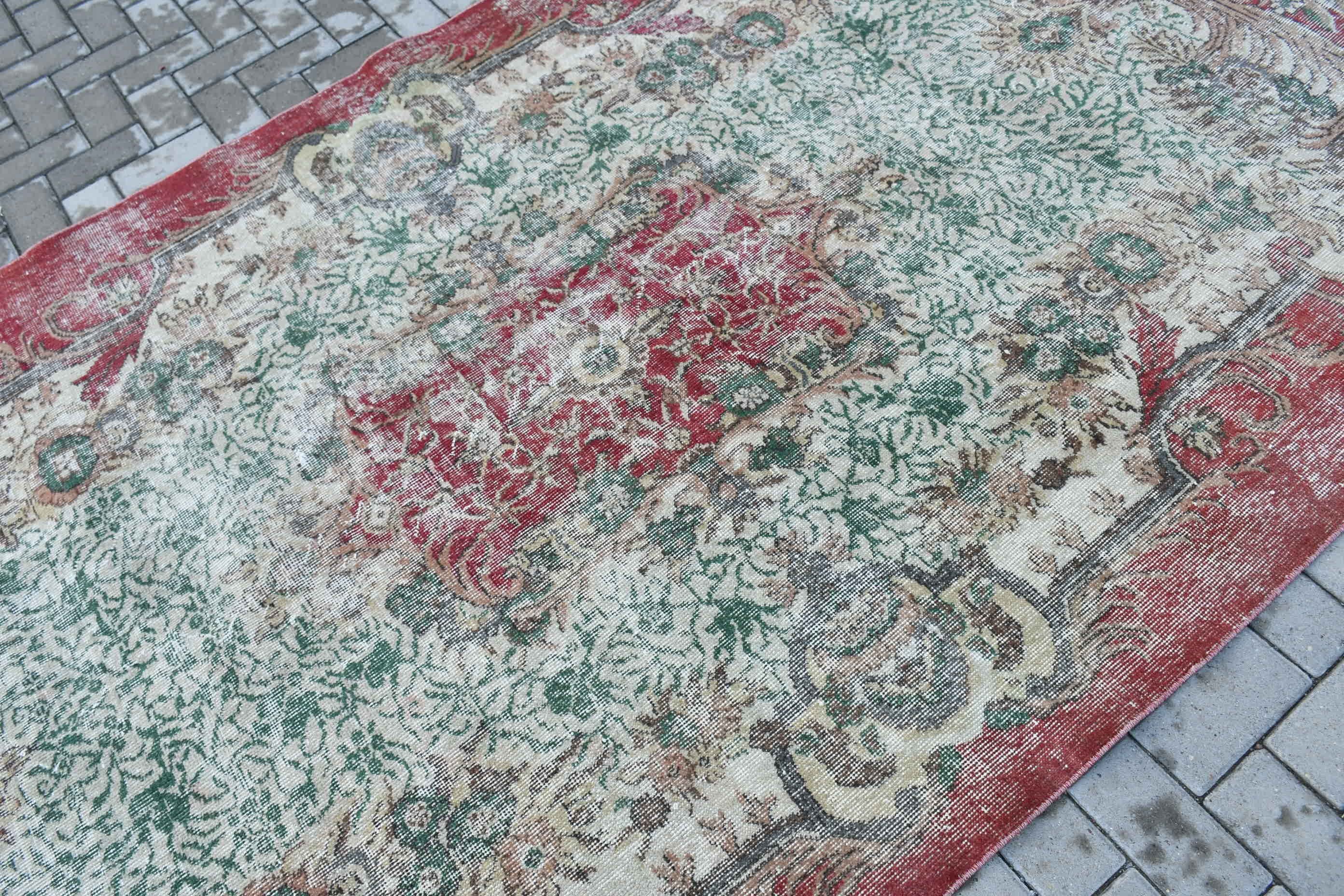 Rugs for Bedroom, Moroccan Rug, Turkish Rug, Pale Rug, Bedroom Rugs, Vintage Rug, Dining Room Rugs, 5.7x9.6 ft Large Rugs, Green Wool Rug