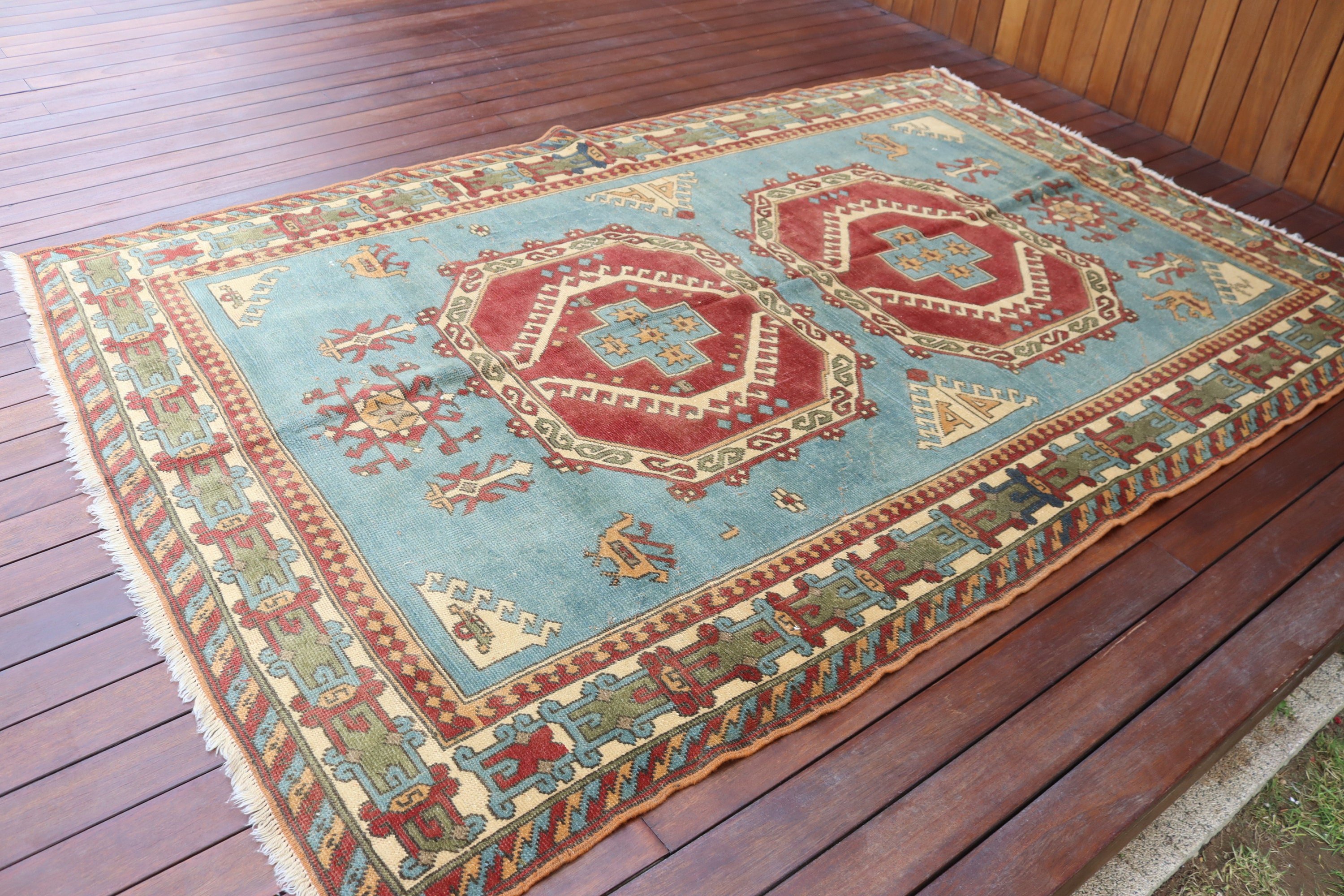 Yeşil Mutfak Halısı, Lüks Halı, Anadolu Halısı, Oturma Odası Halıları, Büyük Boho Halısı, Türk Halıları, Vintage Halı, 5,2x8,1 ft Büyük Halılar