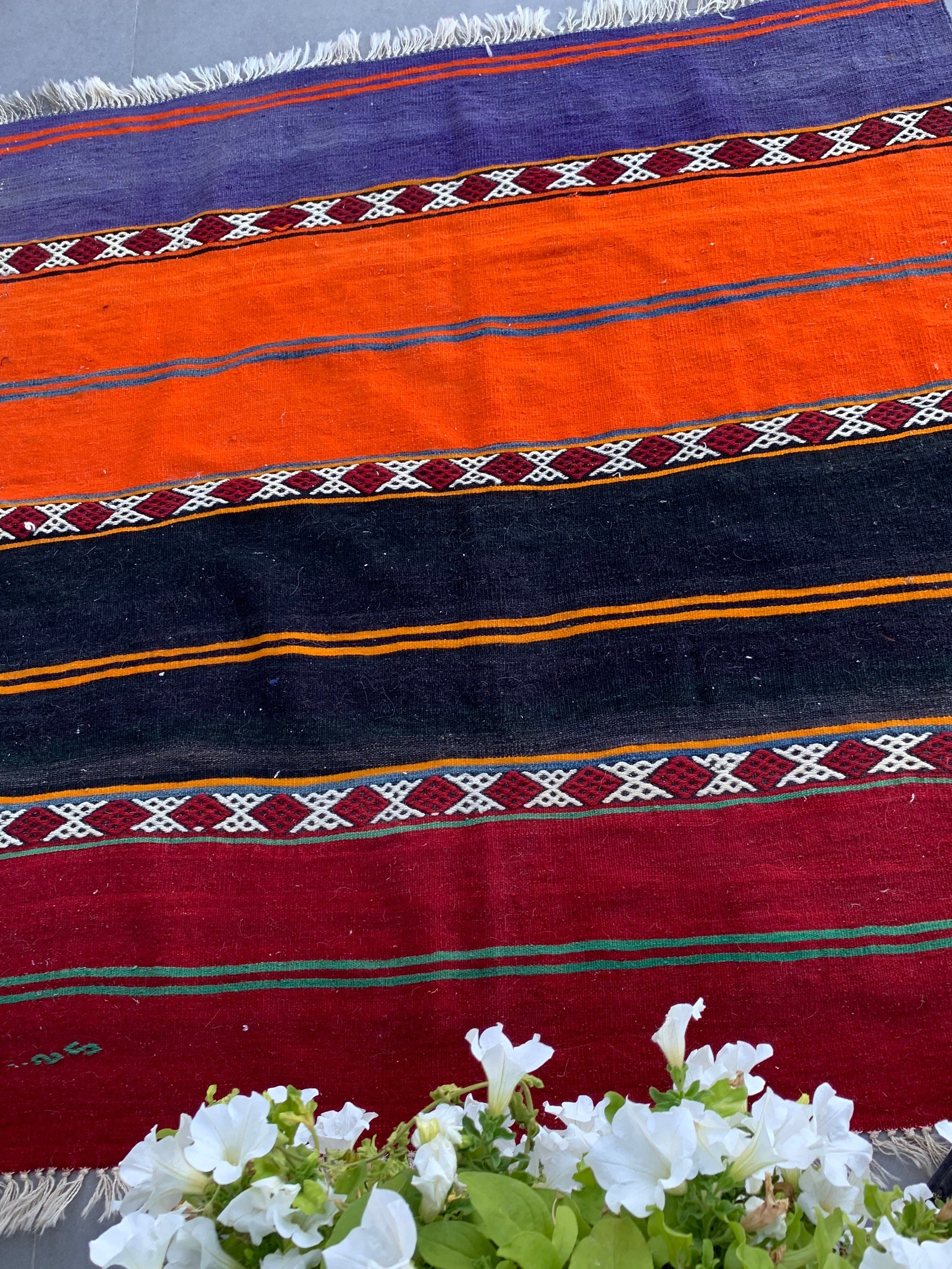 Kilim, Yatak Odası Halısı, Mutfak Halısı, Türk Halısı, Turuncu 4x4.2 ft Accent Halı, Vintage Halı, Doğal Halı, Oushak Halısı, Oryantal Halılar