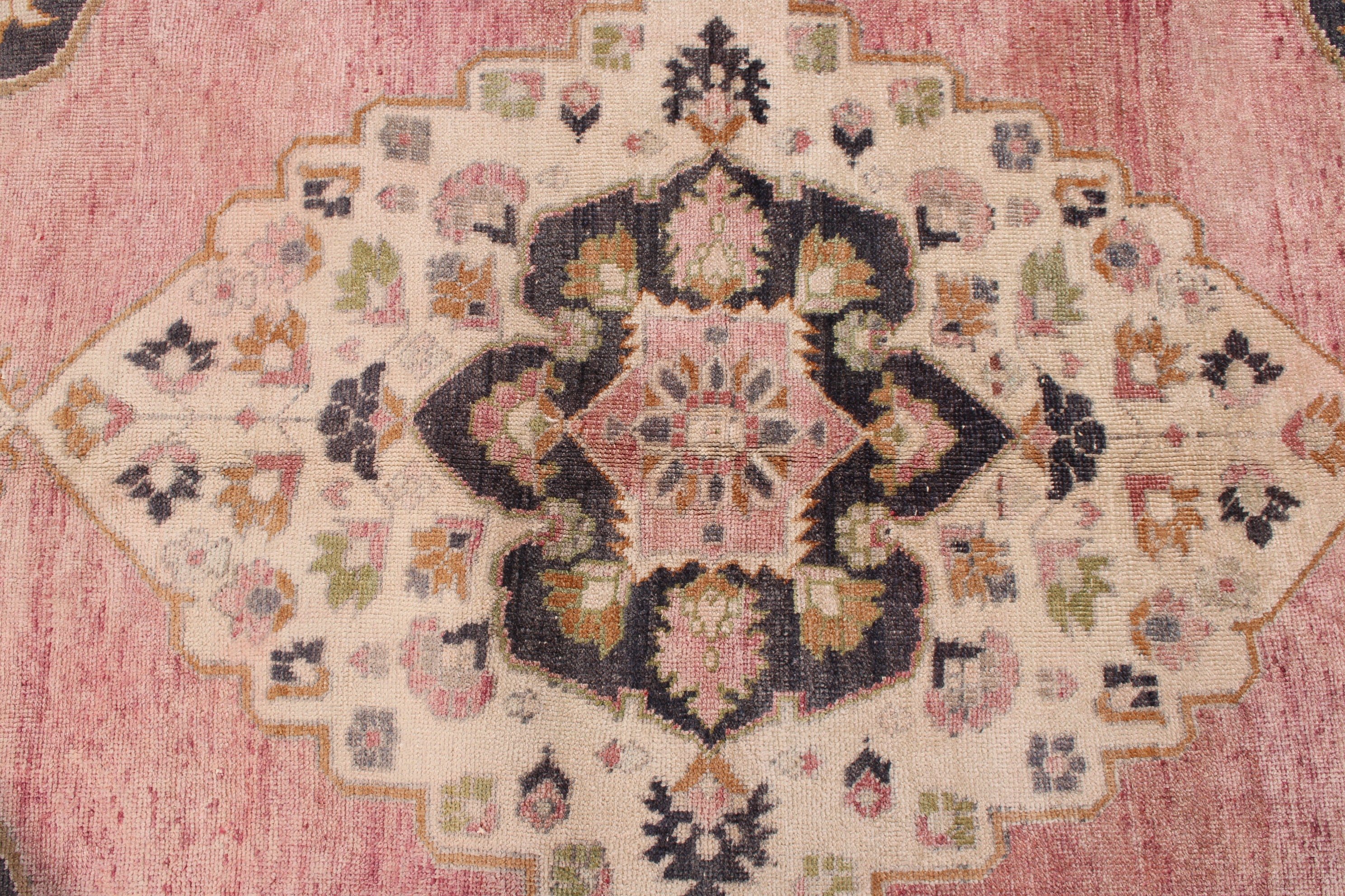 Oushak Bölge Halısı, 4.1x9.2 ft Alan Halısı, Pembe Oushak Halısı, Düz Dokuma Halılar, Vintage Halılar, Vintage Alan Halıları, El Dokuma Halı, Türk Halıları