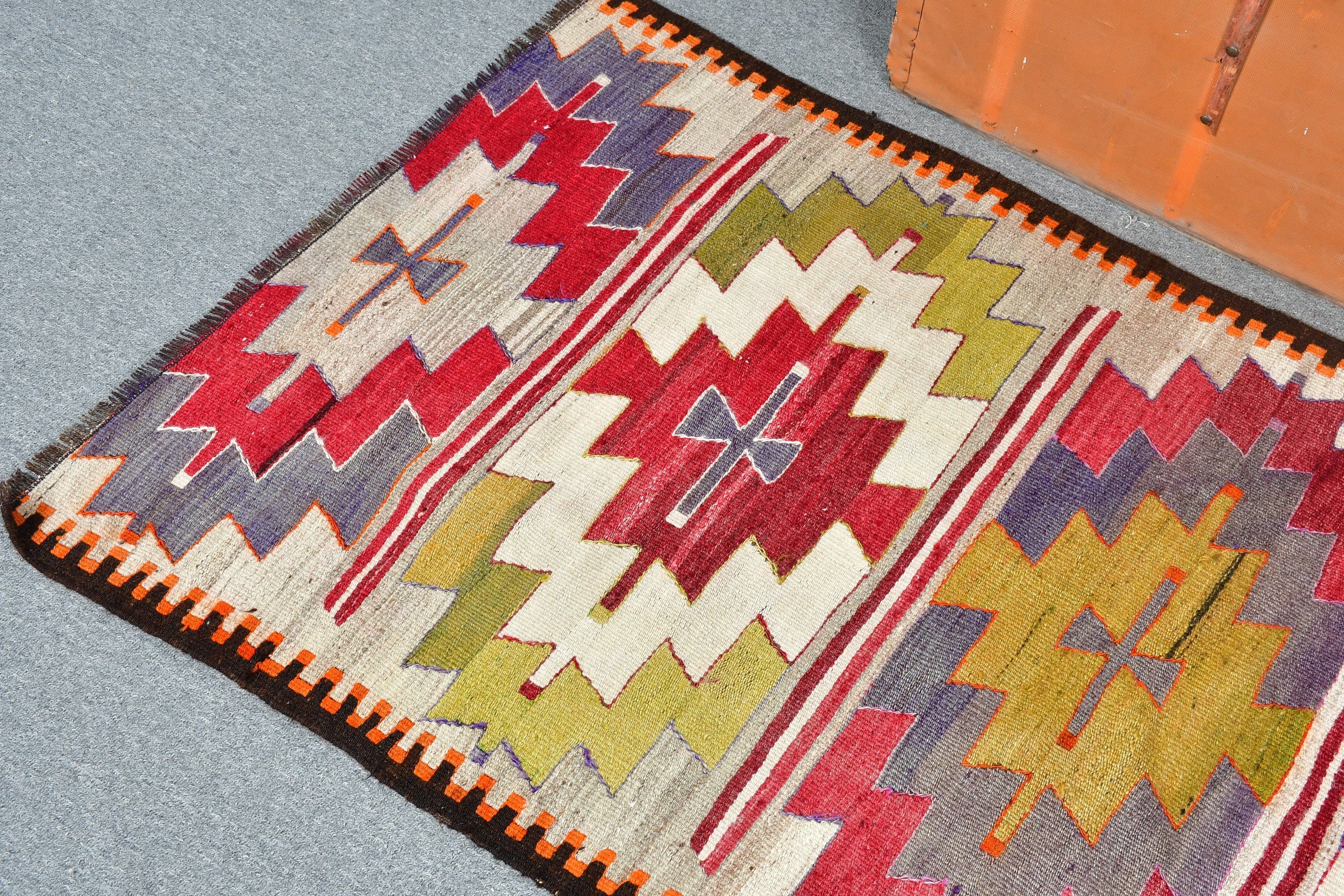 Red Bedroom Rug, Floor Rug, Kilim, Kitchen Rug, Vintage Rugs, Bathroom Rug, 2.8x5.2 ft Small Rug, Muted Rug, Rugs for Bathroom, Turkish Rug