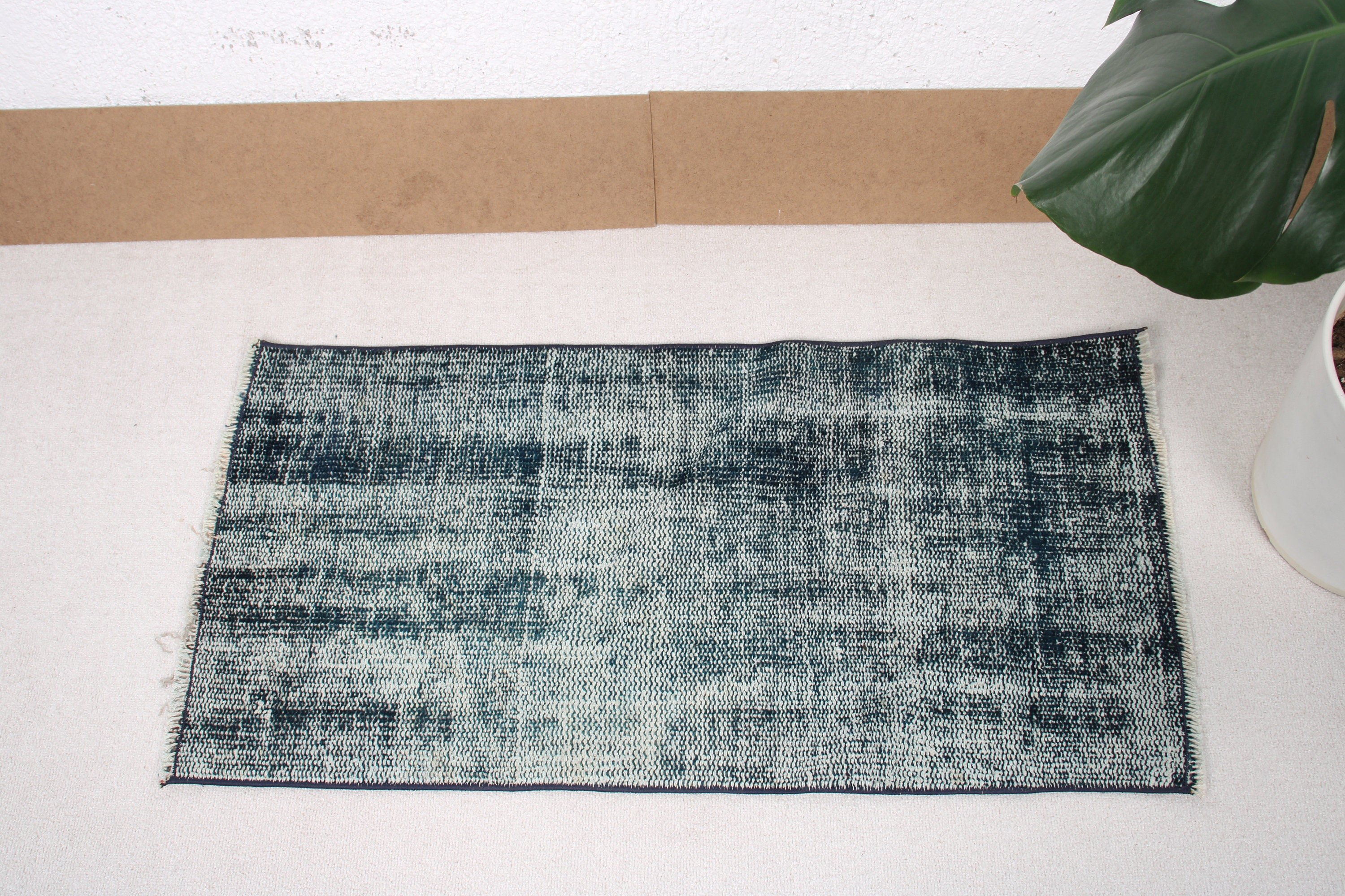 Blue Boho Rug, Small Area Rug, 1.6x3.2 ft Small Rugs, Rugs for Kitchen, Door Mat Rug, Vintage Rug, Turkish Rugs, Wool Rug, Moroccan Rug