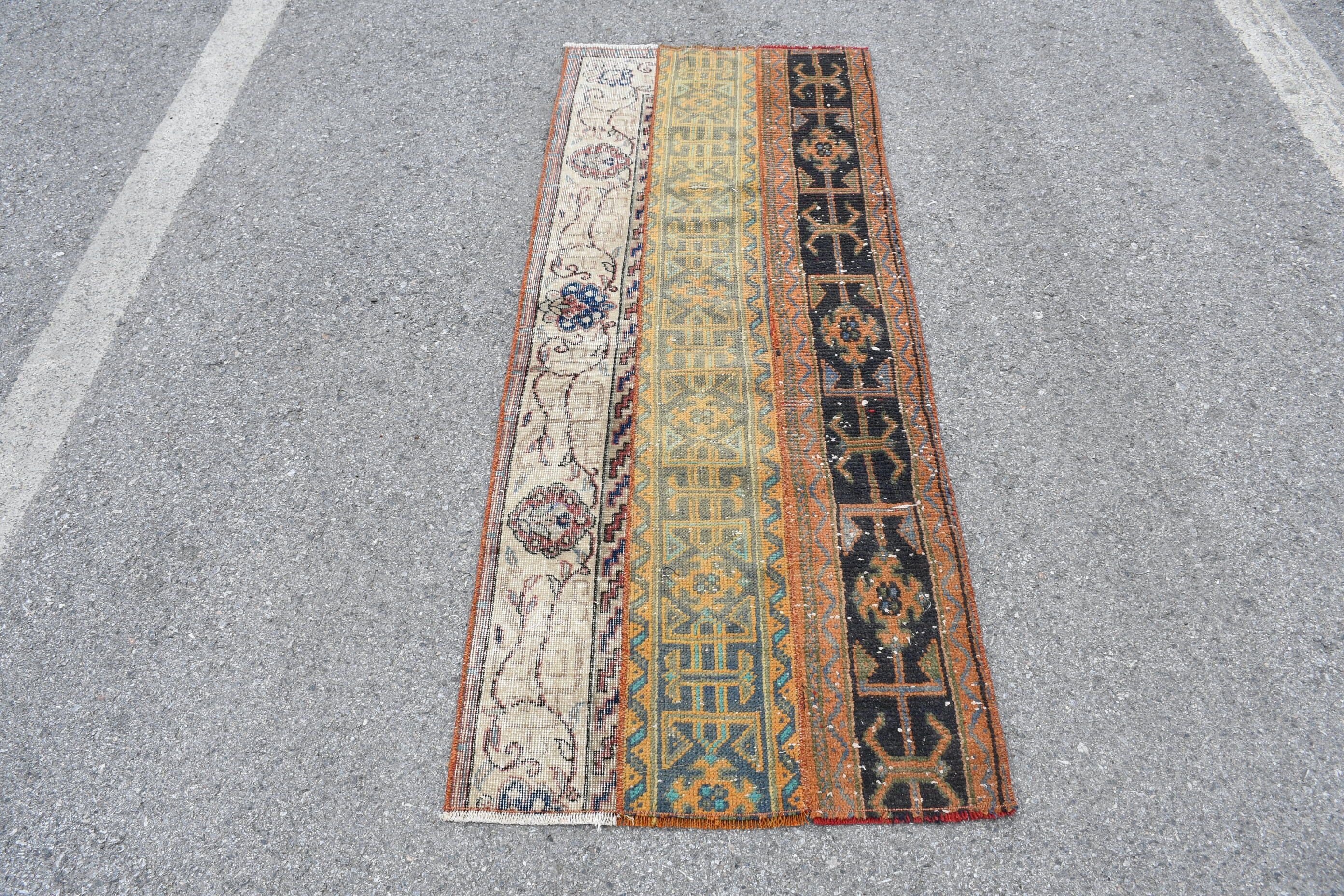 Anatolian Rugs, Vintage Rug, Art Rug, Corridor Rug, Rugs for Corridor, Brown Kitchen Rug, Turkish Rug, 2.3x5.9 ft Runner Rugs