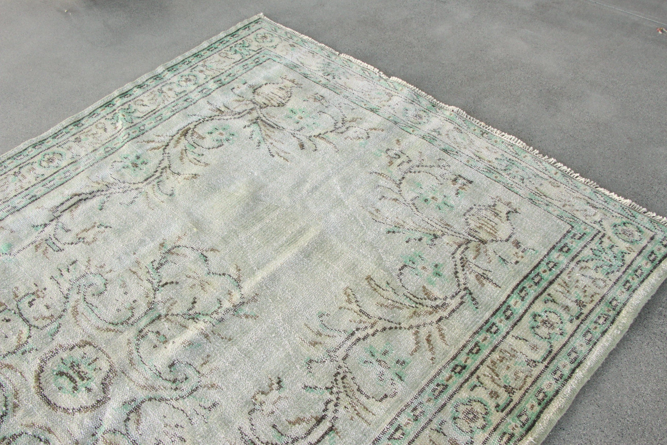 Yeşil 5.4x8.3 ft Büyük Halı, Büyük Vintage Halılar, Modern Halılar, Yemek Odası Halısı, Türk Halıları, Vintage Halı, Geometrik Halılar