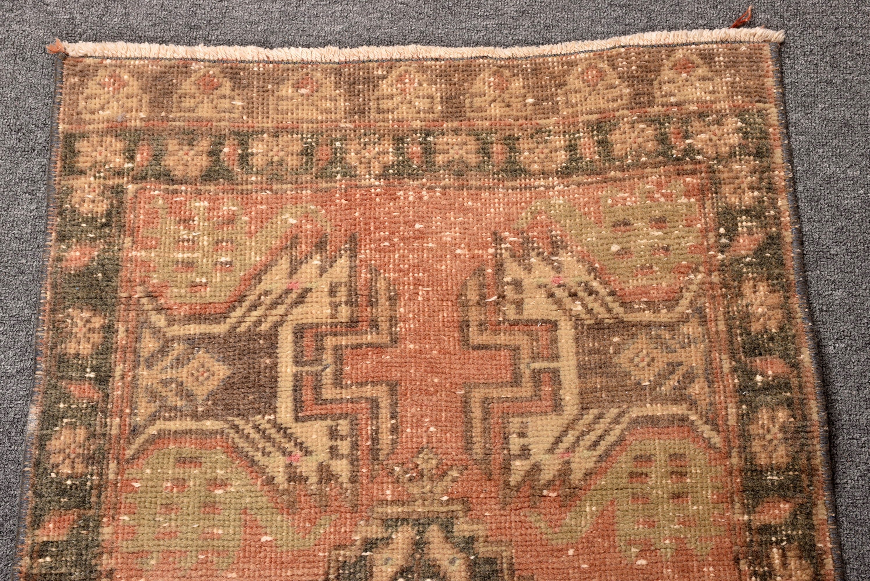 Turuncu Oushak Halılar, Yün Halı, Vintage Halı, Açıklama Halıları, 1,8x3,4 ft Küçük Halılar, El Yapımı Halı, Araba Paspas Halıları, Kapı Paspas Halıları, Türk Halısı