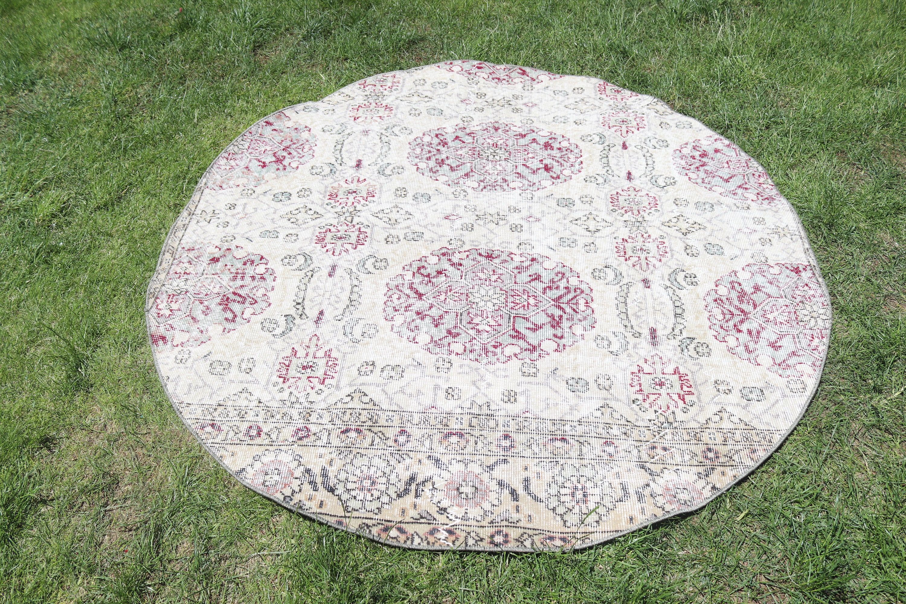 5.3x5.2 ft Alan Halıları, Boho Halıları, Anadolu Halısı, Türk Halıları, Vintage Halı, Yemek Odası Halısı, Bej Modern Halı, İç Mekan Halıları, İç Mekan Halısı