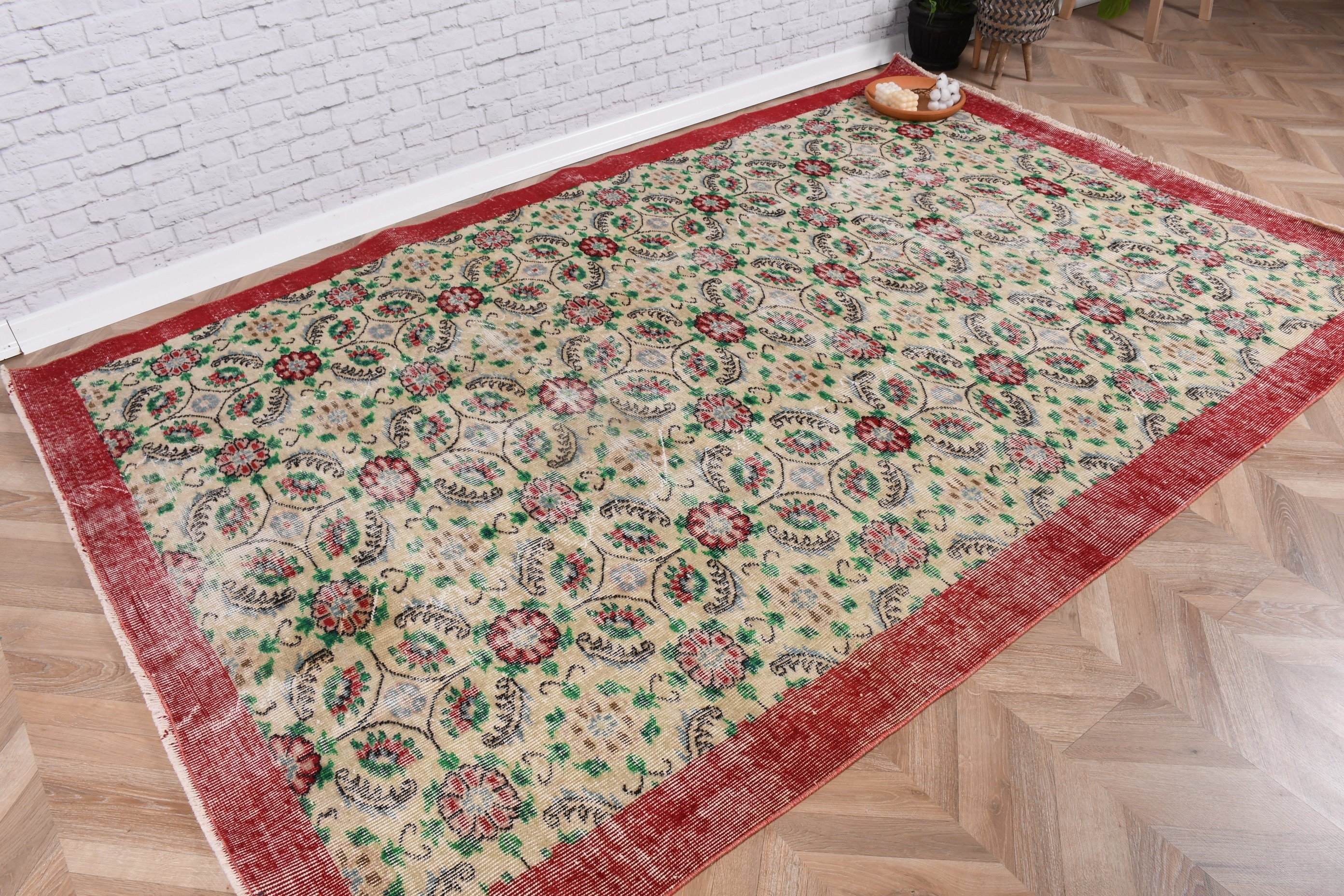 Yün Halılar, 5.8x8.8 ft Büyük Halı, Vintage Halılar, Fas Halıları, Türk Halıları, Modern Halılar, Oturma Odası Halısı, Yatak Odası Halısı, Bej Boho Halısı