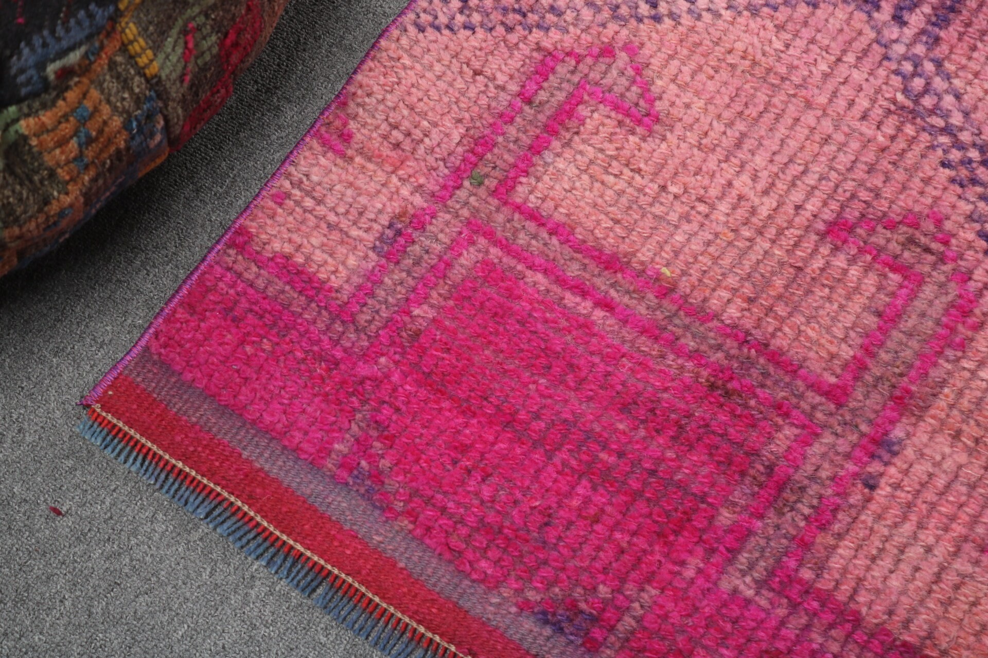 Geometric Rugs, 1.8x10.6 ft Runner Rugs, Rugs for Kitchen, Hallway Rugs, Vintage Rugs, Floor Rug, Turkish Rugs, Pink Bedroom Rugs