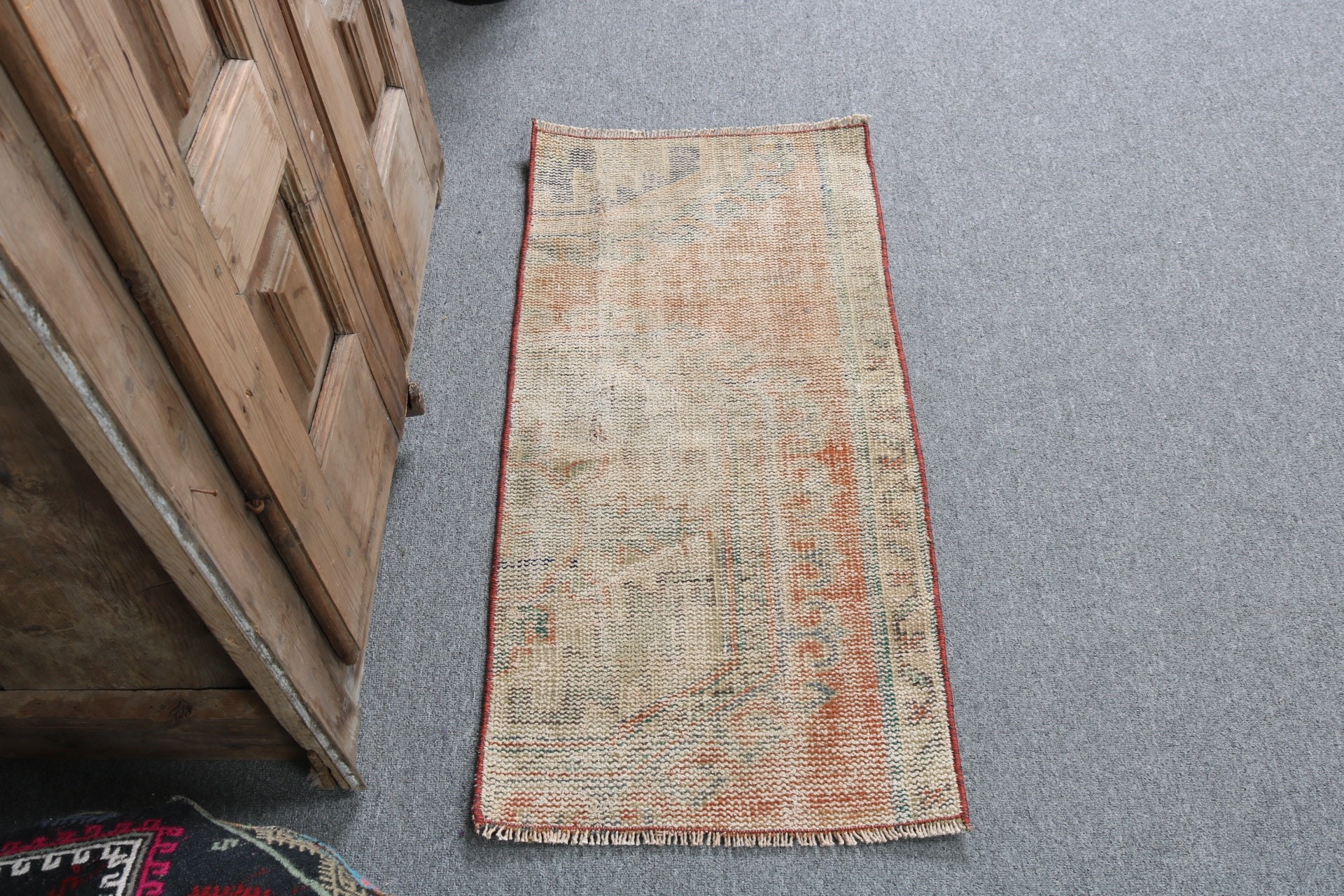 Turkish Rug, Small Area Rug, Anatolian Rugs, 1.5x3.1 ft Small Rugs, Door Mat Rug, Antique Rug, Vintage Rugs, Aztec Rug, Orange Antique Rugs