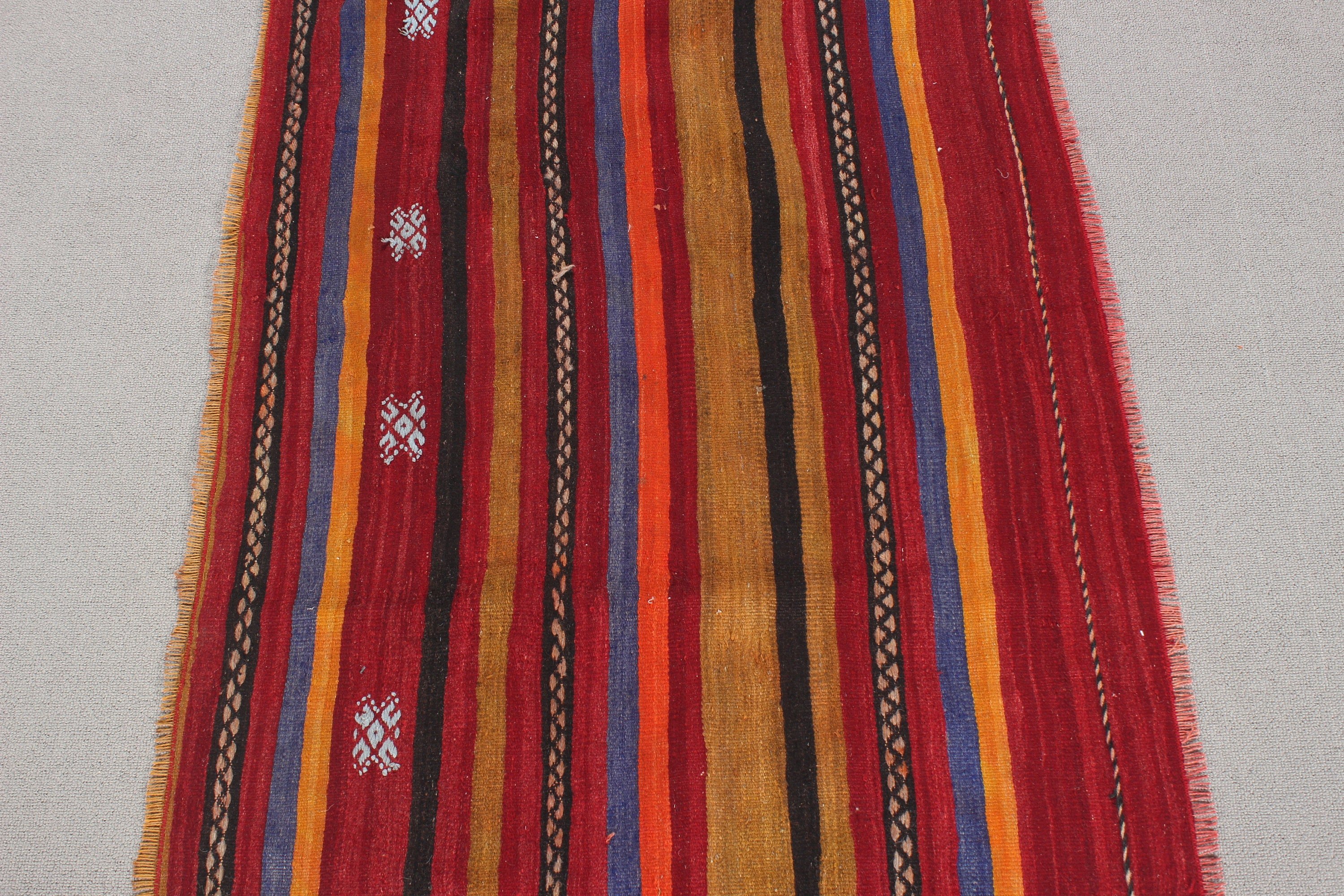 Türk Halısı, Küçük Boho Halıları, Lüks Halı, Modern Halılar, Kırmızı 2.6x5.6 ft Küçük Halılar, Küçük Alan Halısı, Vintage Halı, Kilim