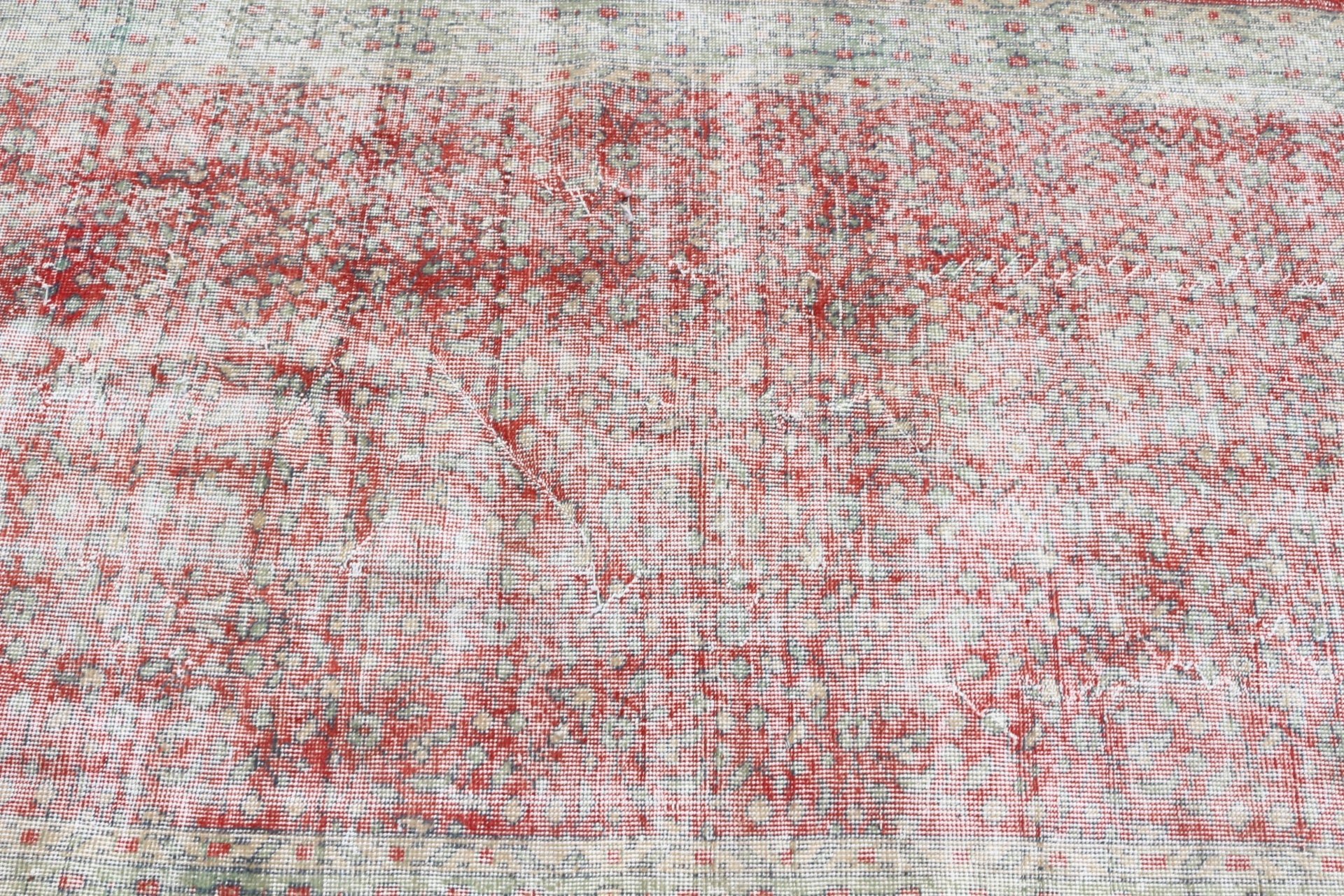 Oushak Rug, Rugs for Kitchen, Moroccan Rug, Kitchen Rugs, Vintage Rug, Turkish Rug, Red  3.6x6.4 ft Accent Rugs, Entry Rug